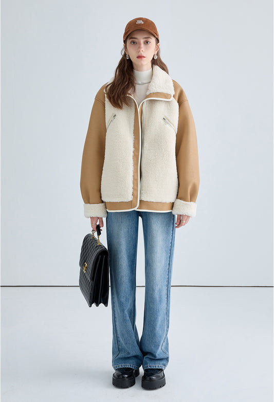fur,blouson,camel,cool,simple,mode,sexy,cute