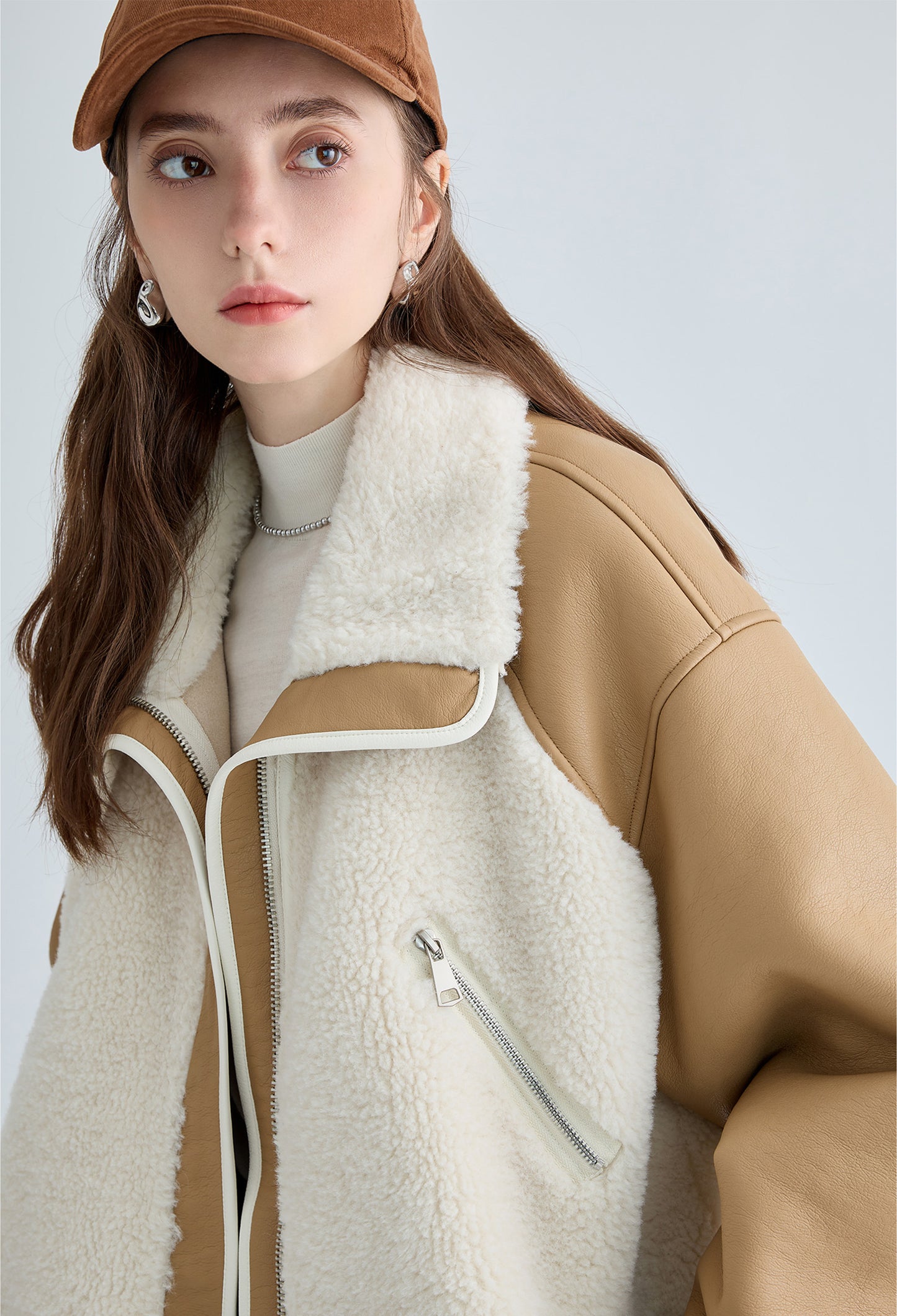 fur,blouson,camel,cool,simple,mode,sexy,cute