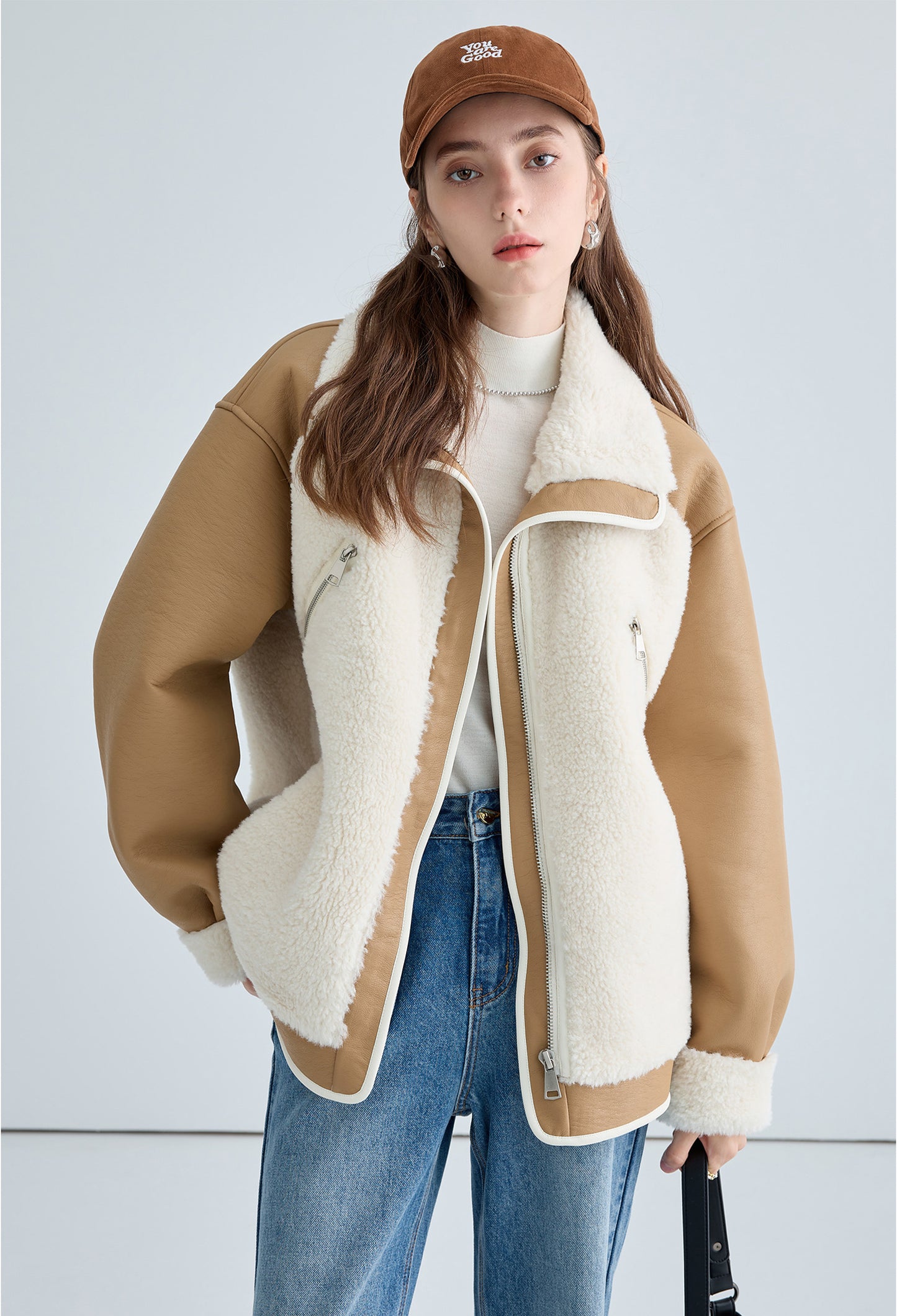 fur,blouson,camel,cool,simple,mode,sexy,cute