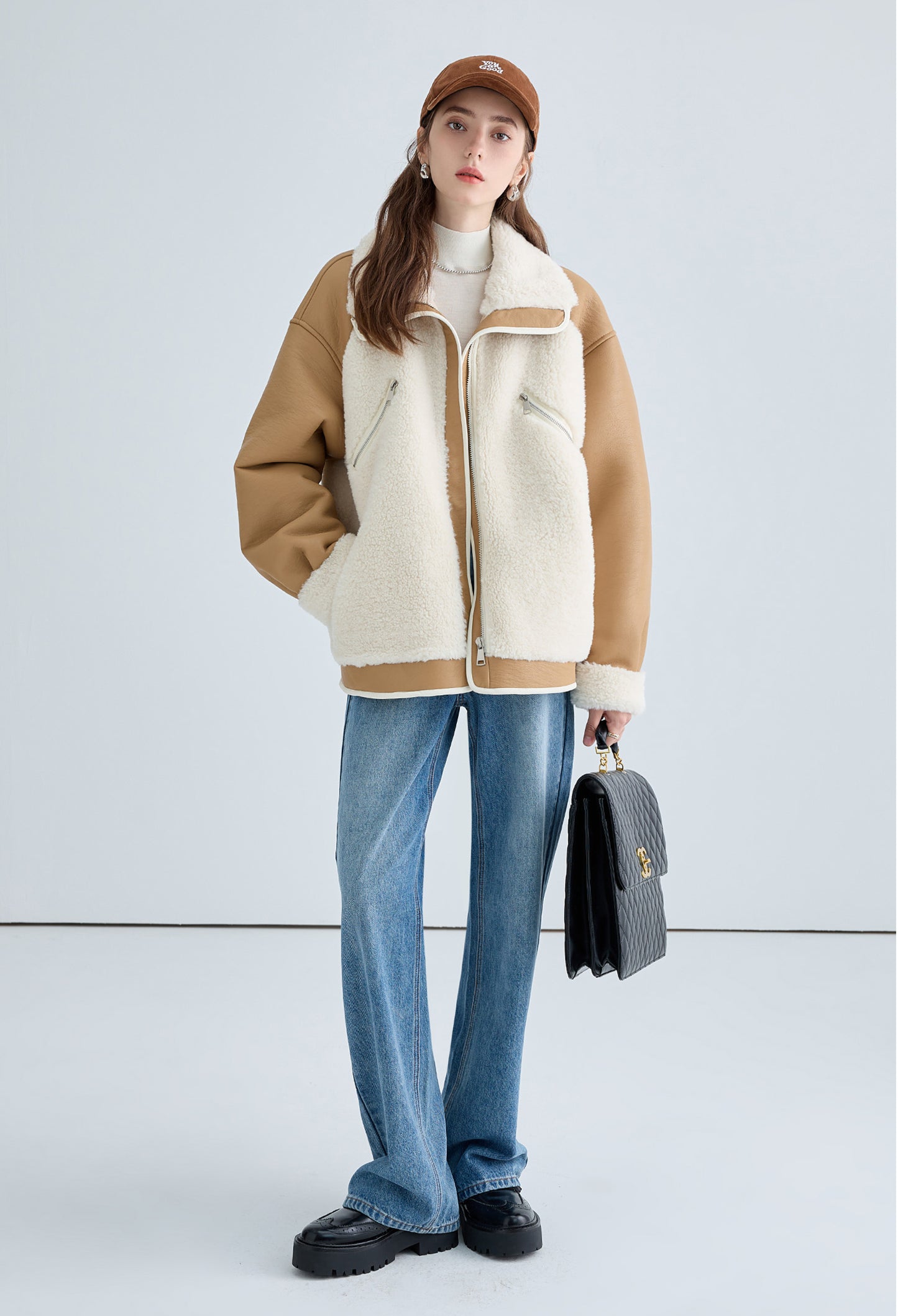 fur,blouson,camel,cool,simple,mode,sexy,cute