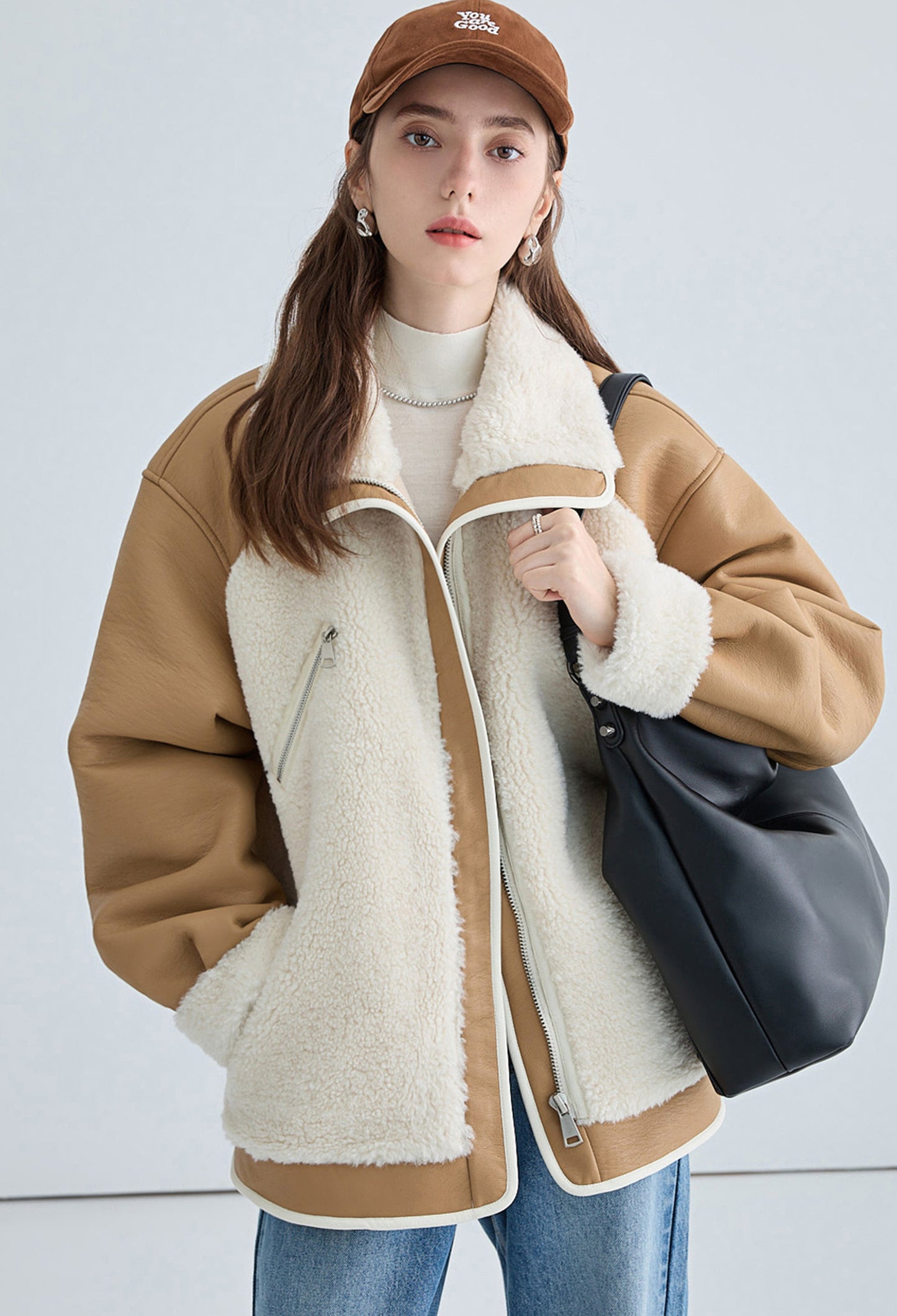 fur,blouson,camel,cool,simple,mode,sexy,cute