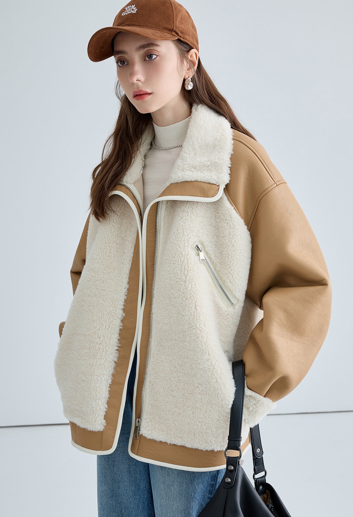 fur,blouson,camel,cool,simple,mode,sexy,cute