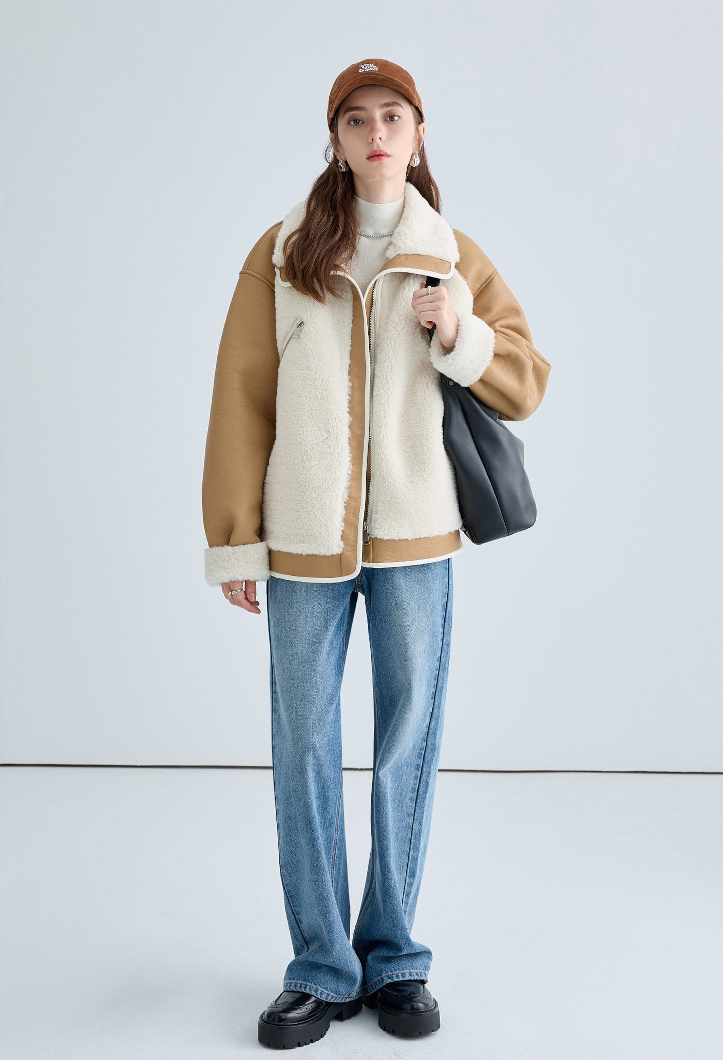 fur,blouson,camel,cool,simple,mode,sexy,cute