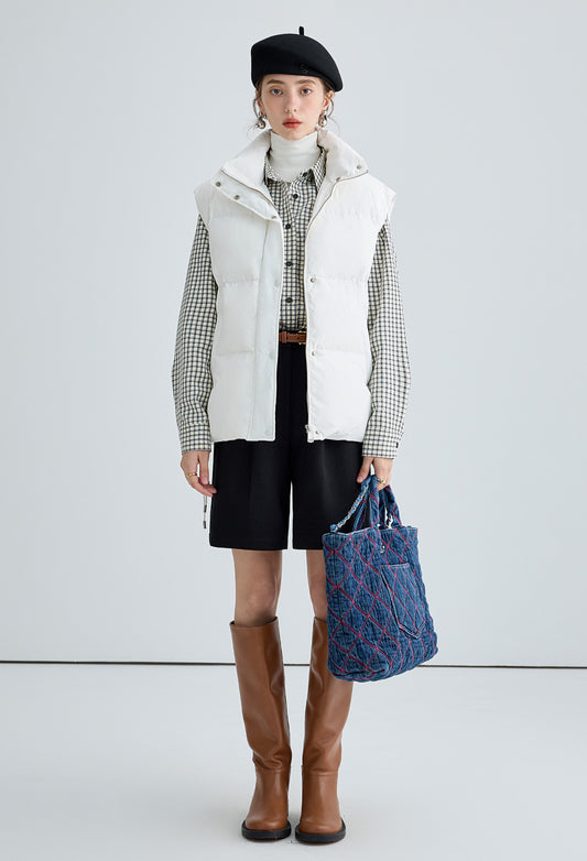 down,vest,white,cool,simple,cute,sexy,mode