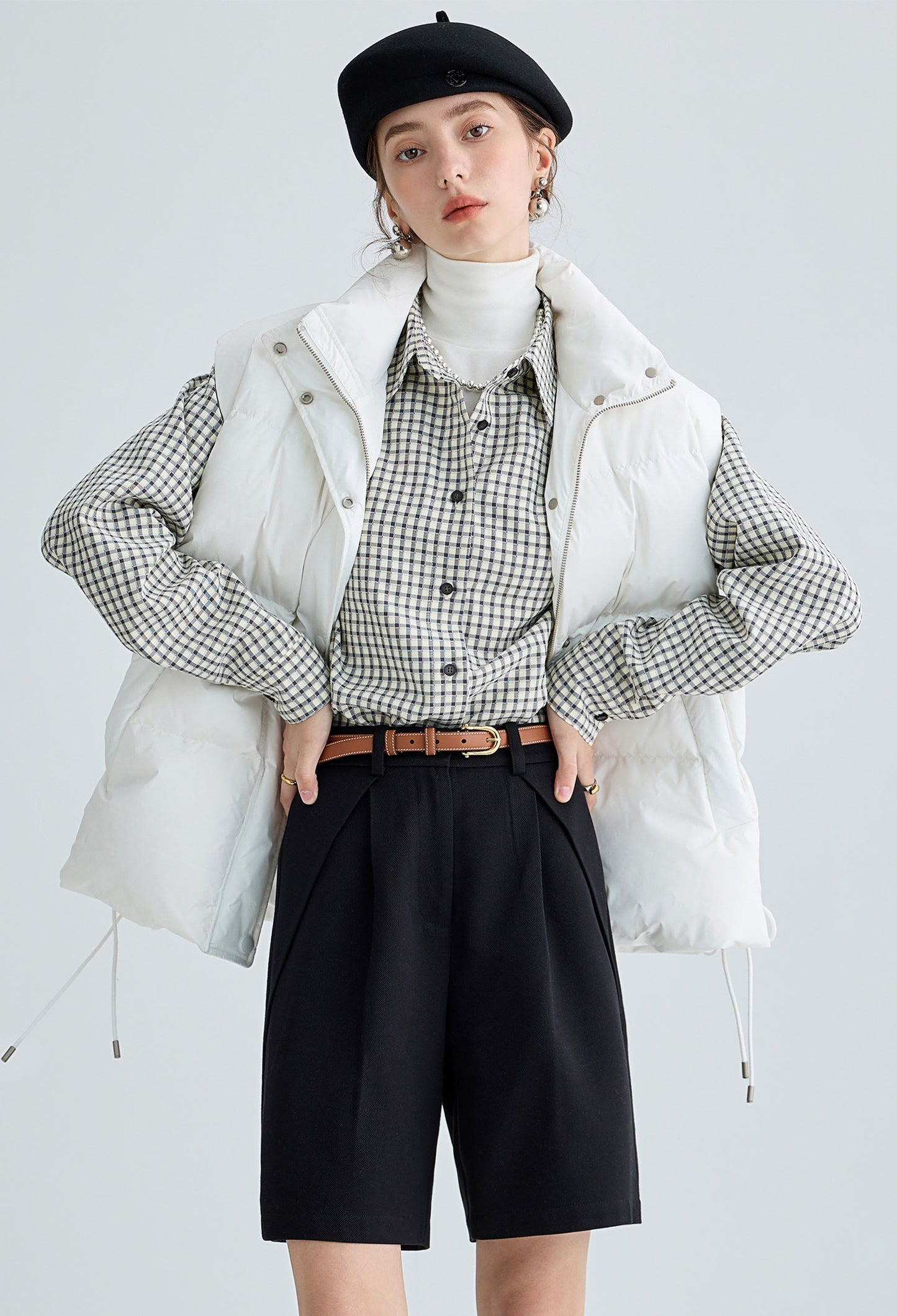 down,vest,white,cool,simple,cute,sexy,mode
