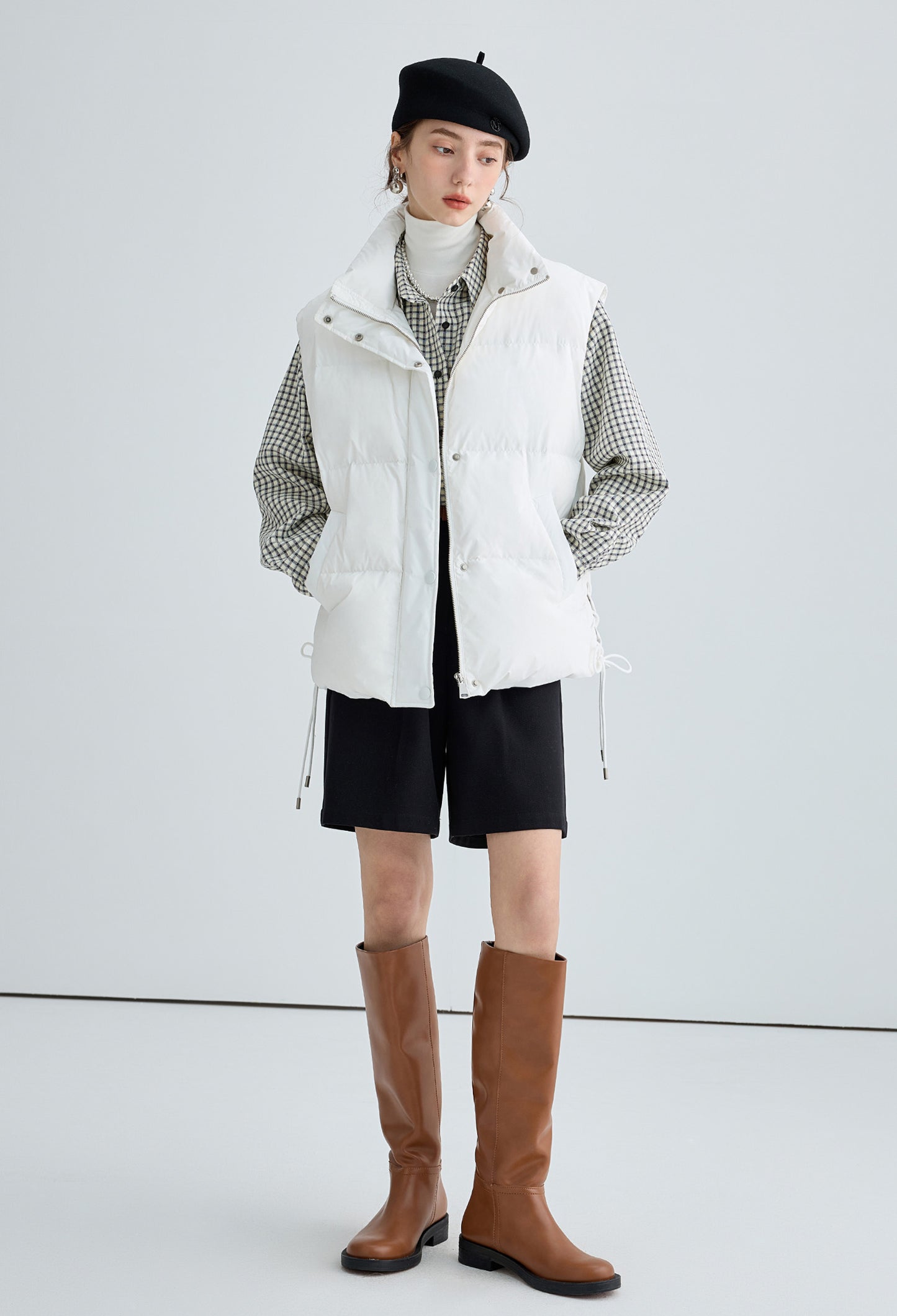 down,vest,white,cool,simple,cute,sexy,mode