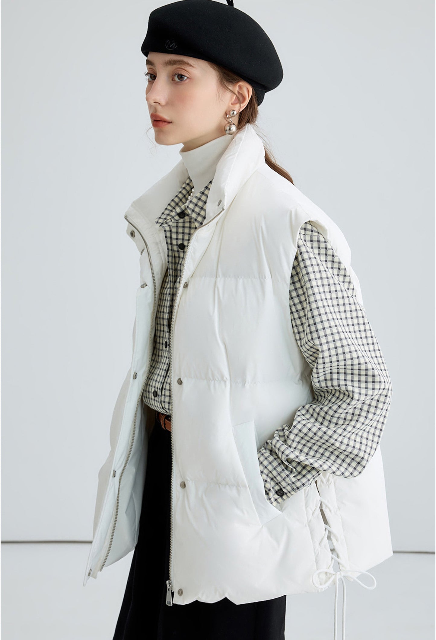 down,vest,white,cool,simple,cute,sexy,mode