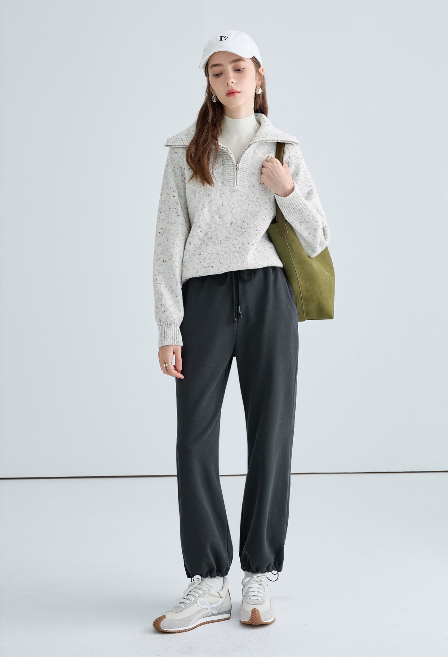 big,lapel,zip,dot,knit,sweater,cool,cute,sexy,simple,mode