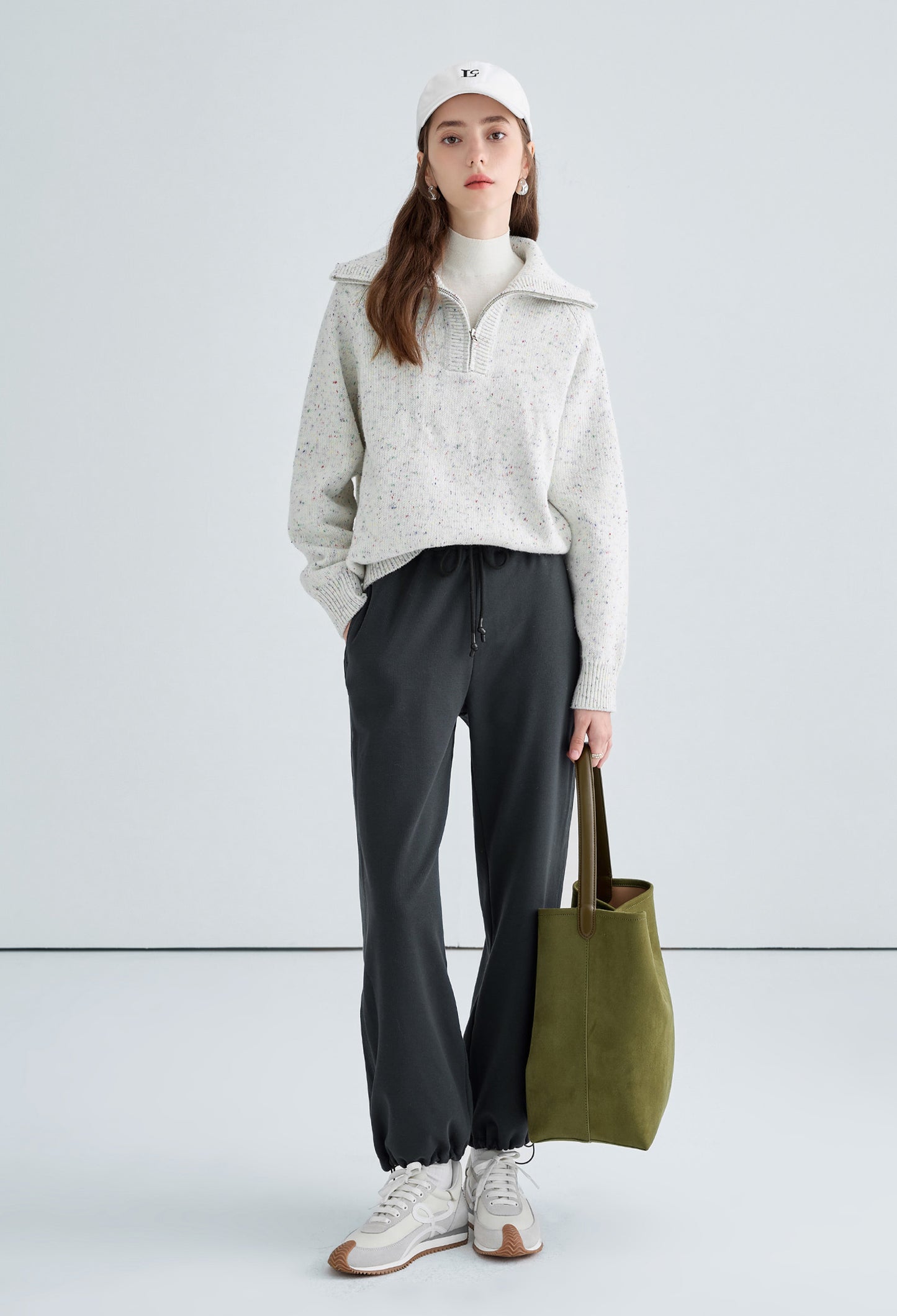 big,lapel,zip,dot,knit,sweater,cool,cute,sexy,simple,mode