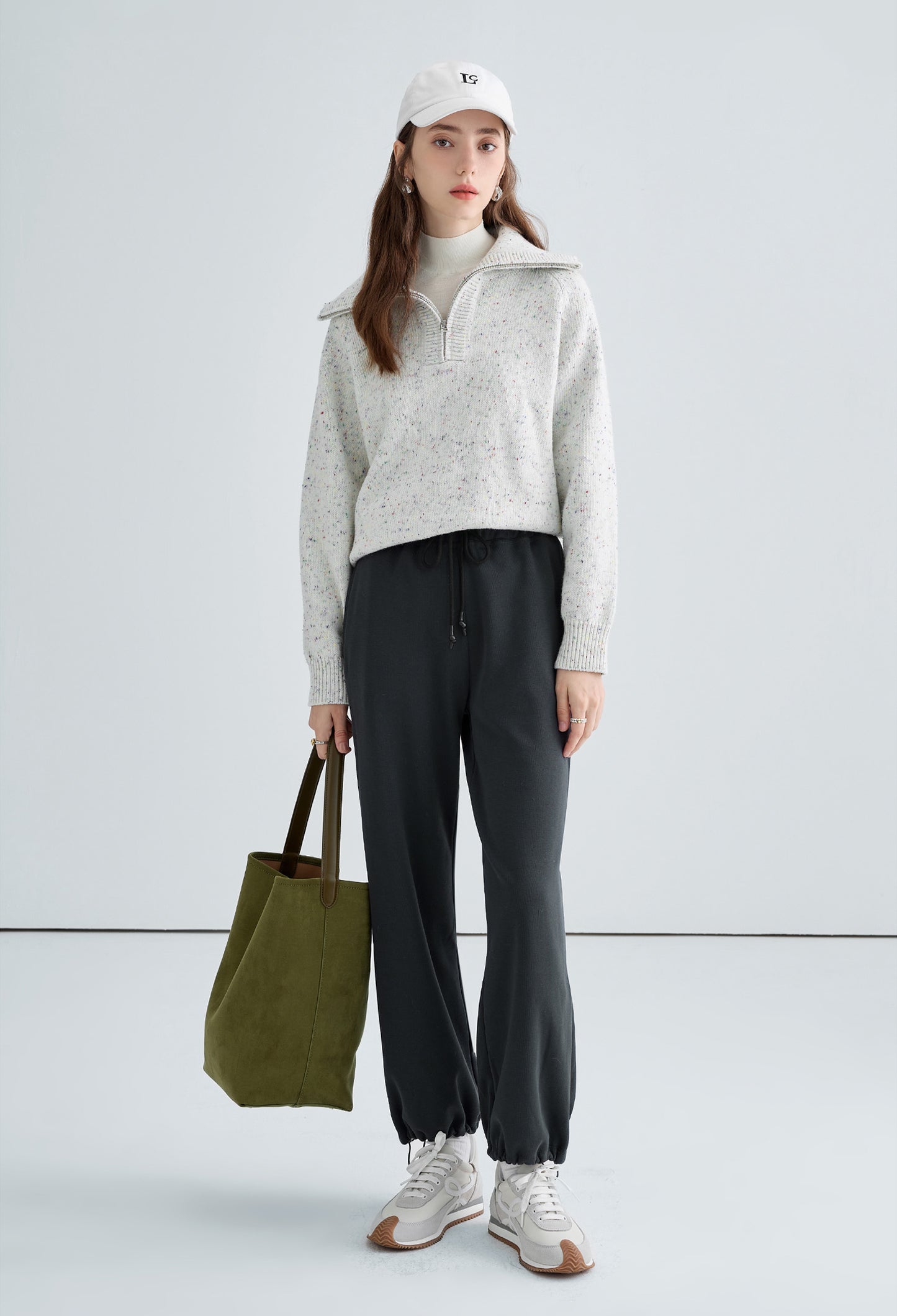 big,lapel,zip,dot,knit,sweater,cool,cute,sexy,simple,mode