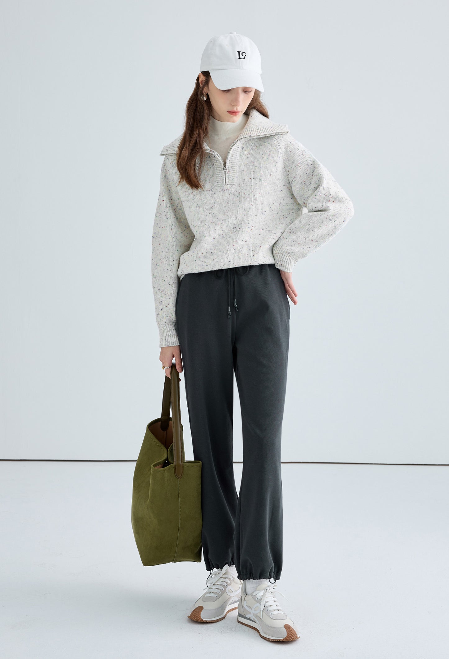 big,lapel,zip,dot,knit,sweater,cool,cute,sexy,simple,mode