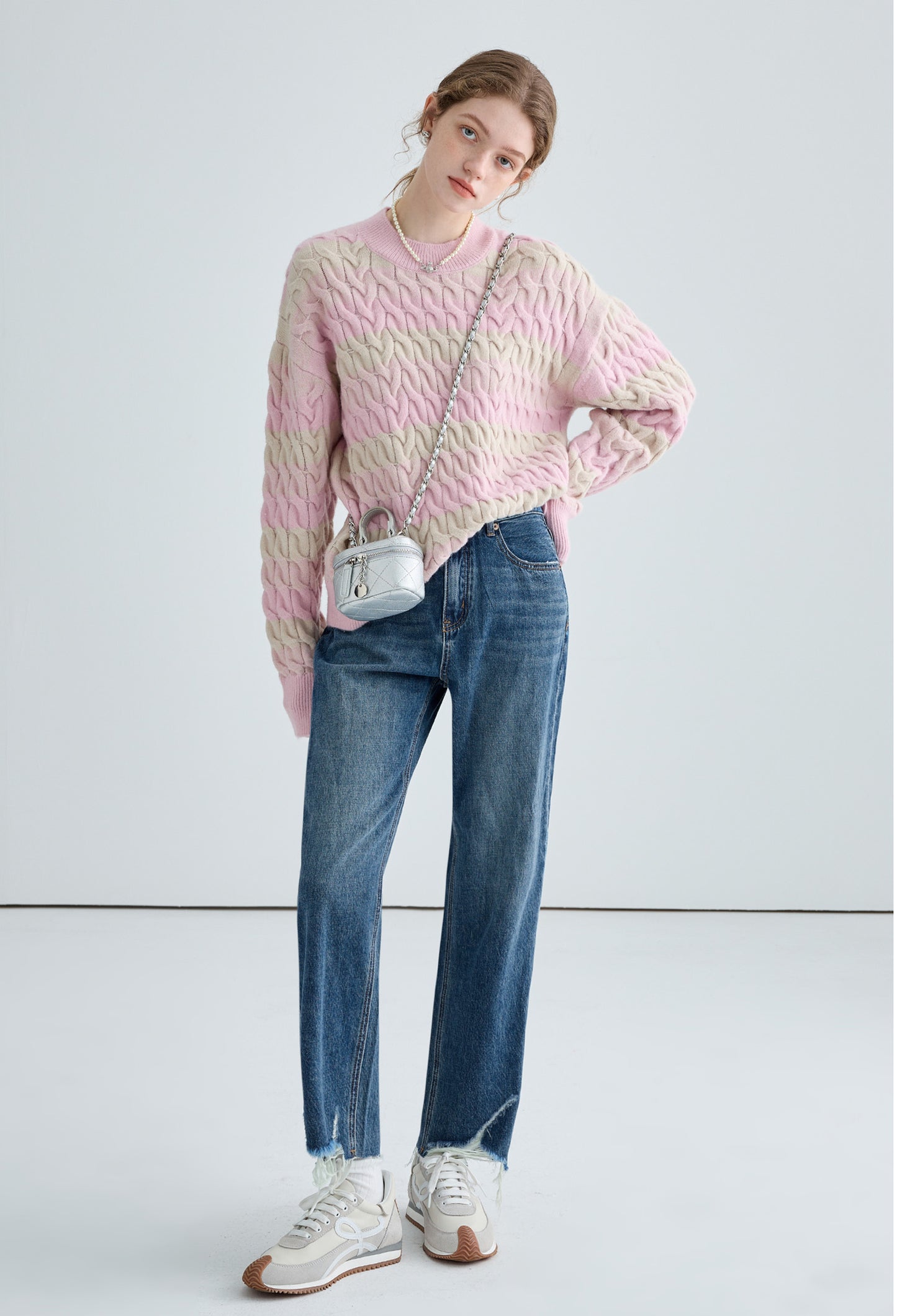 stripe,cable,knit,sweater,strawberry,pink,grey,simple,cute,cool,sexy,mode