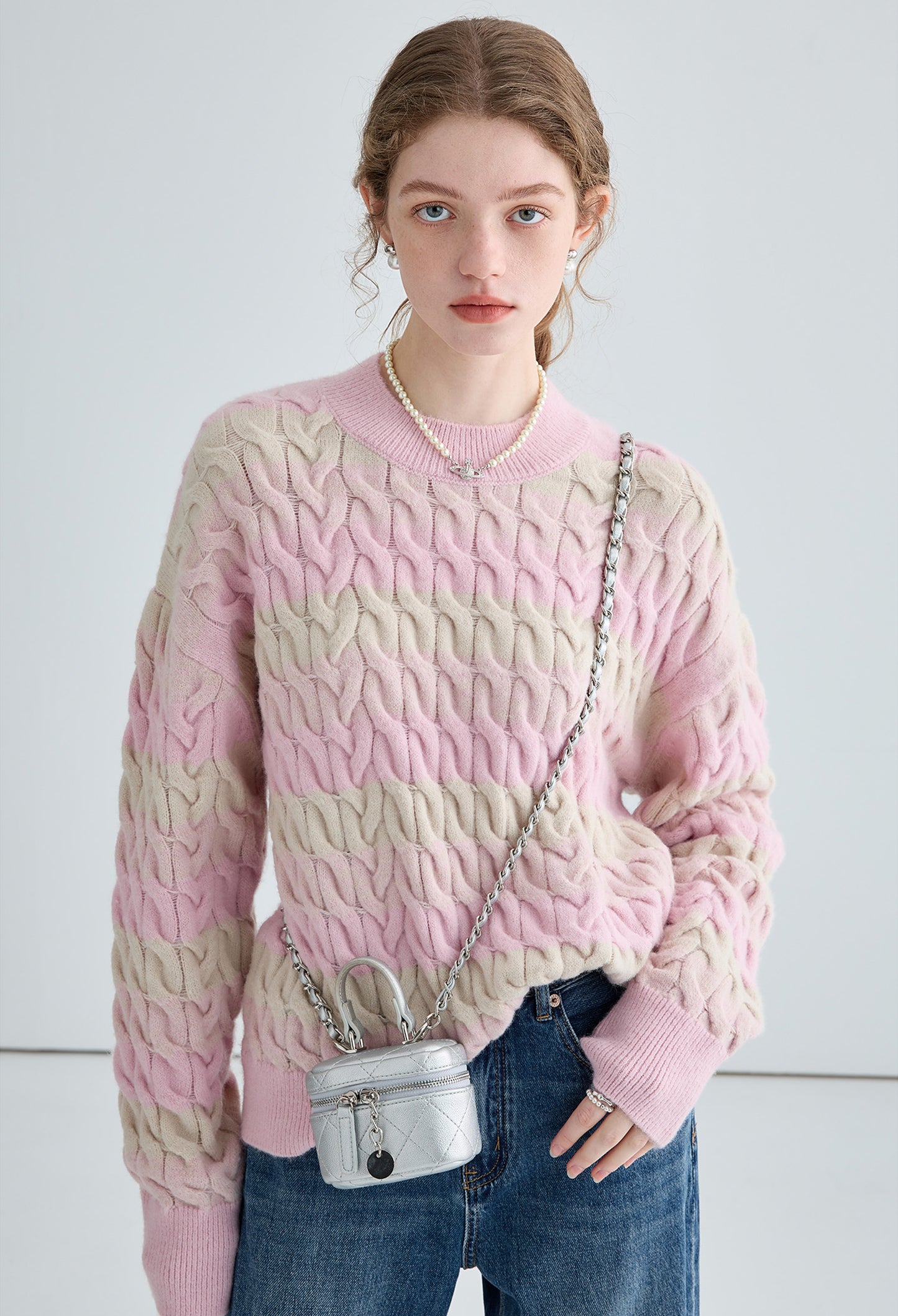 stripe,cable,knit,sweater,strawberry,pink,grey,simple,cute,cool,sexy,mode