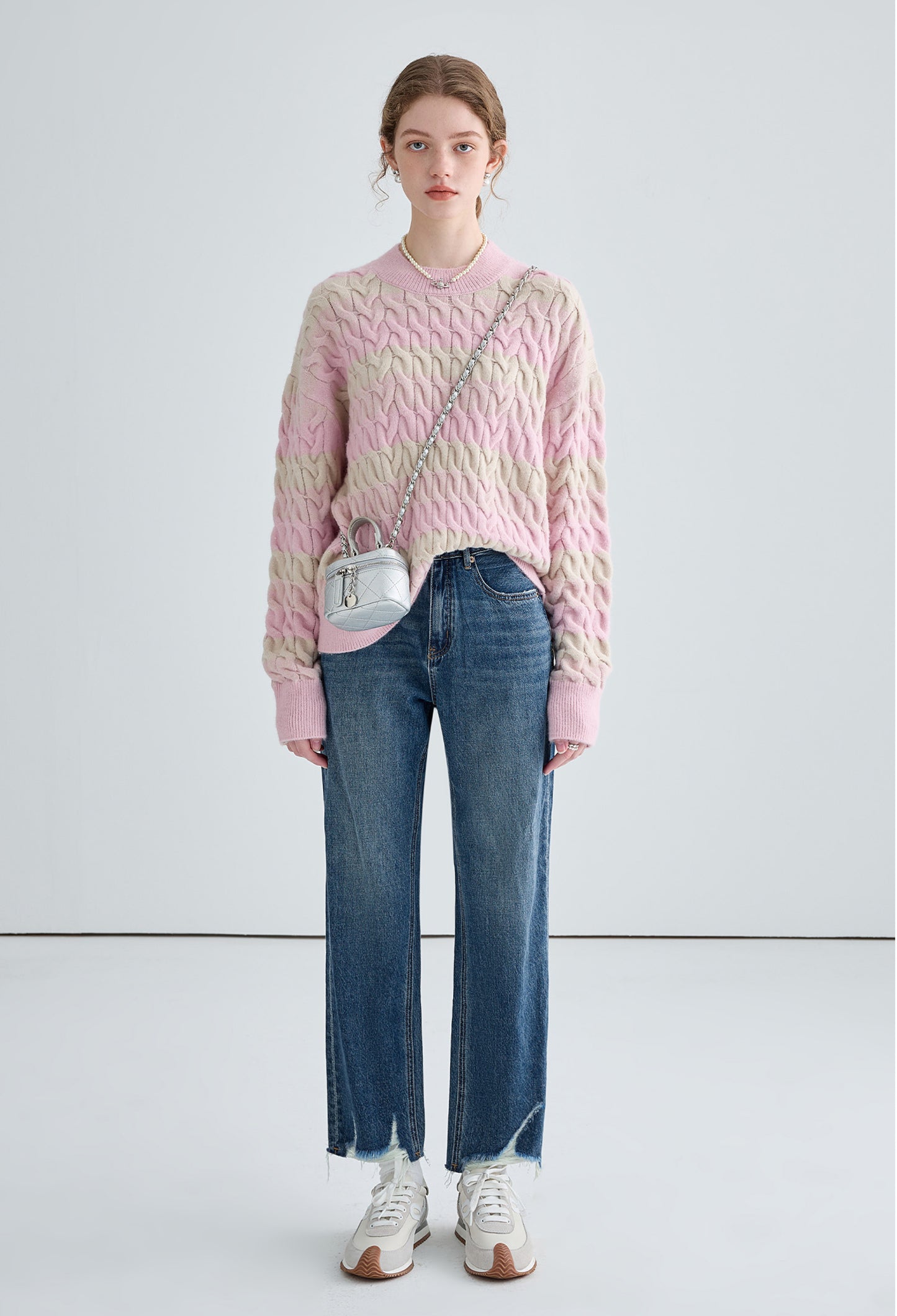 stripe,cable,knit,sweater,strawberry,pink,grey,simple,cute,cool,sexy,mode