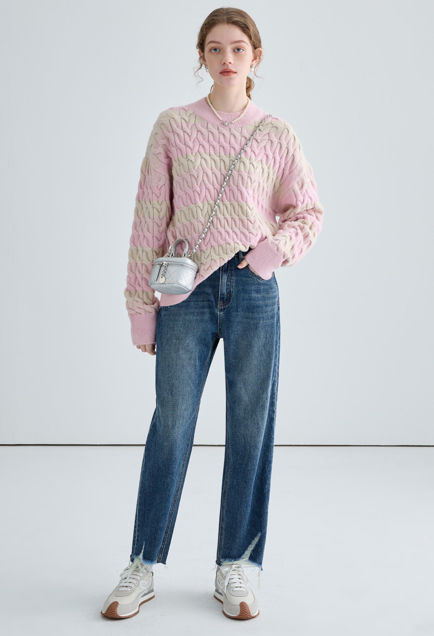 stripe,cable,knit,sweater,strawberry,pink,grey,simple,cute,cool,sexy,mode