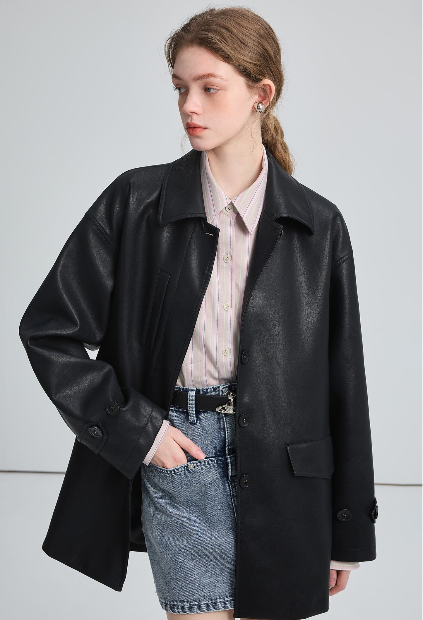 pu, leather,coat,cool,simple,cute,sexy,black,mode