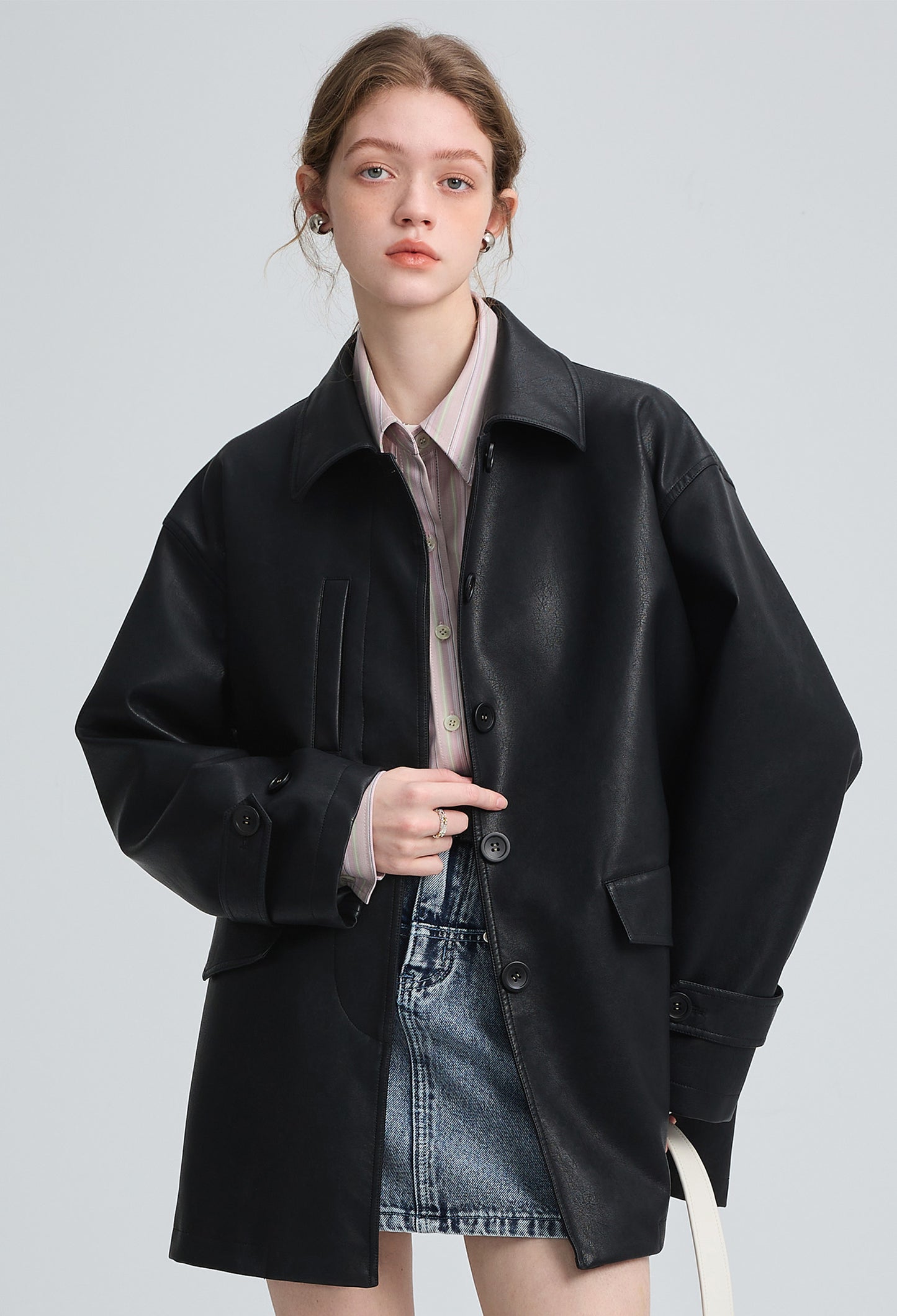 pu, leather,coat,cool,simple,cute,sexy,black,mode
