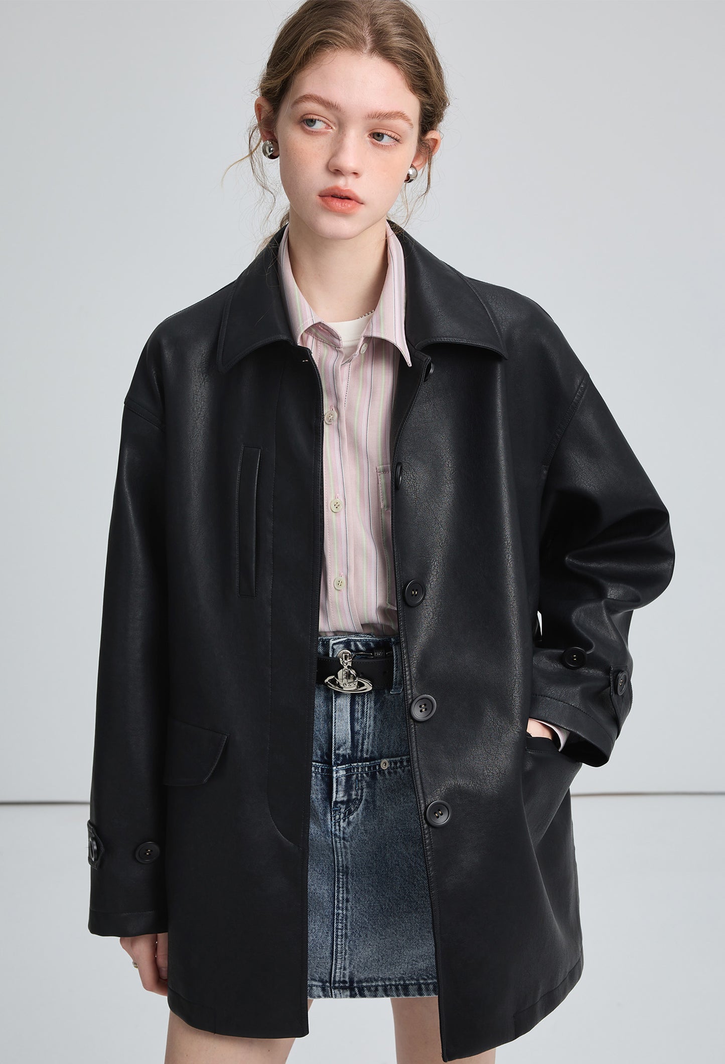 pu, leather,coat,cool,simple,cute,sexy,black,mode