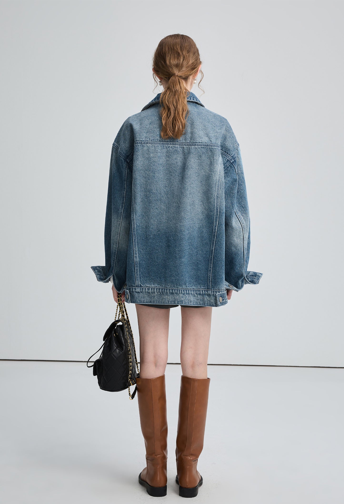 check,collar,denim,coat,blue,simple,cute,mode,sexy,