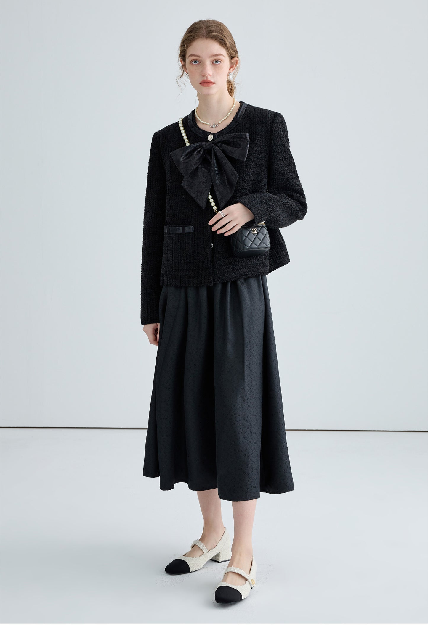 tweed,ribbon,jacket,black,simple,cute,cool,sexy,mode,