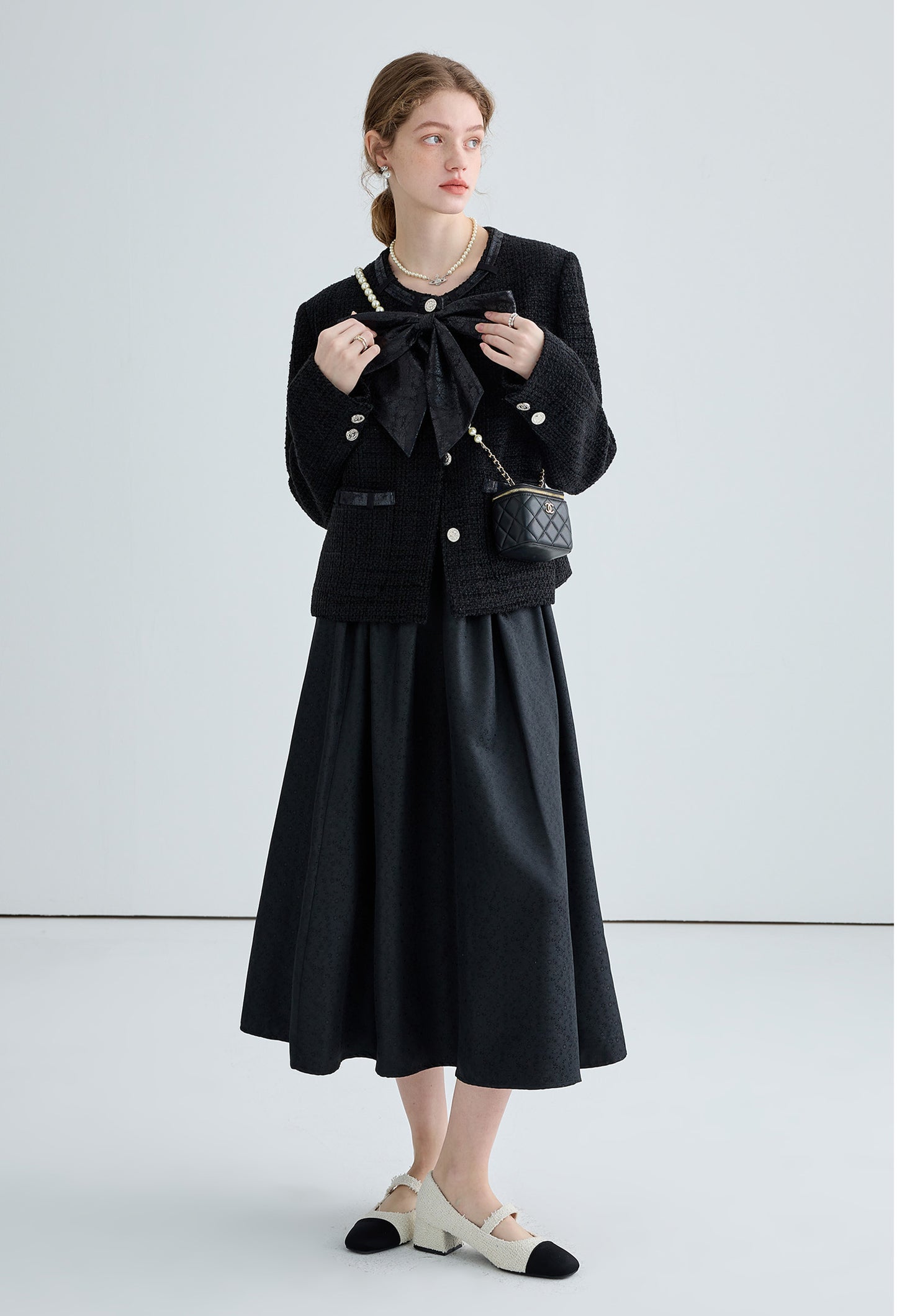 tweed,ribbon,jacket,black,simple,cute,cool,sexy,mode,