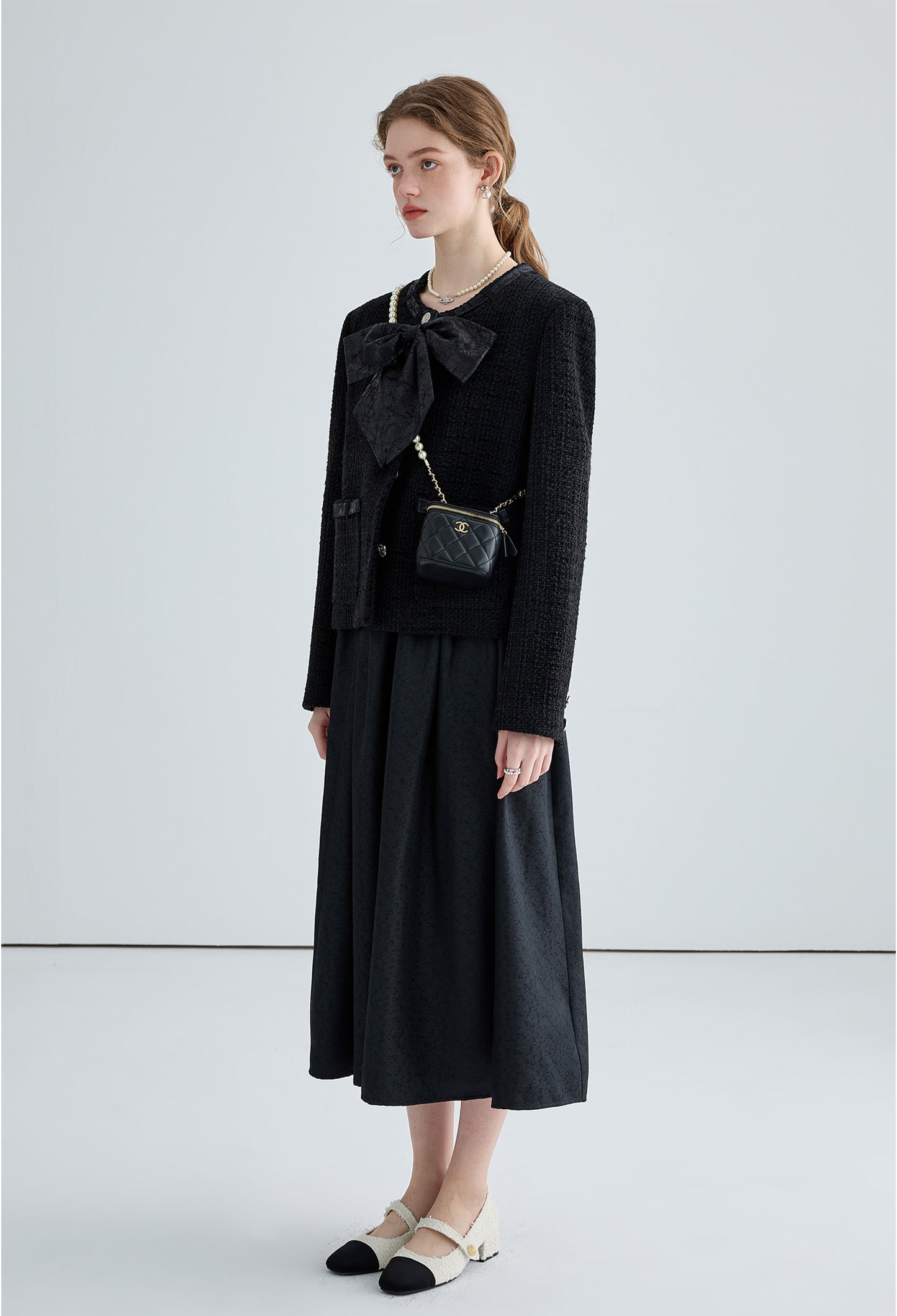 tweed,ribbon,jacket,black,simple,cute,cool,sexy,mode,