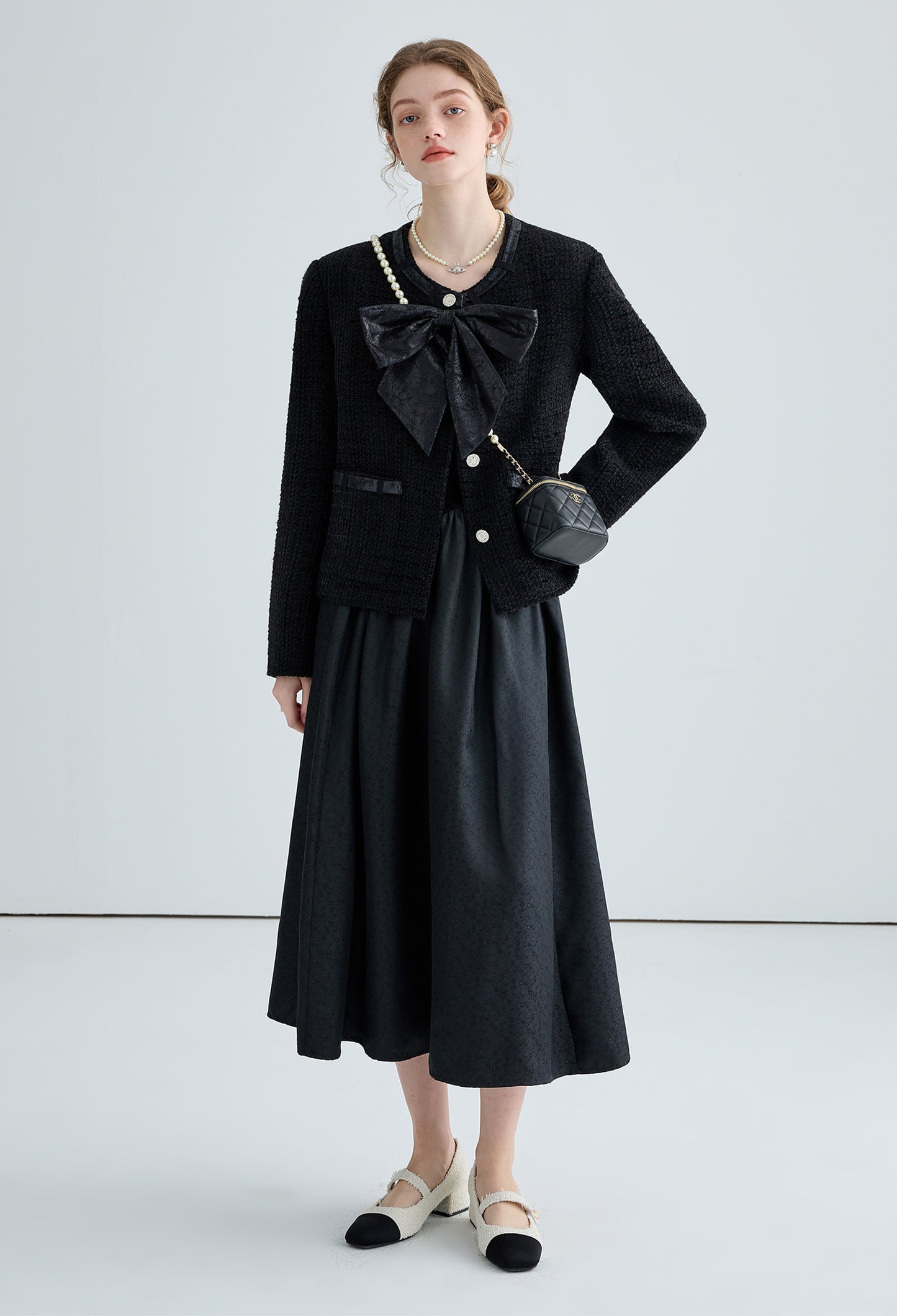 tweed,ribbon,jacket,black,simple,cute,cool,sexy,mode,