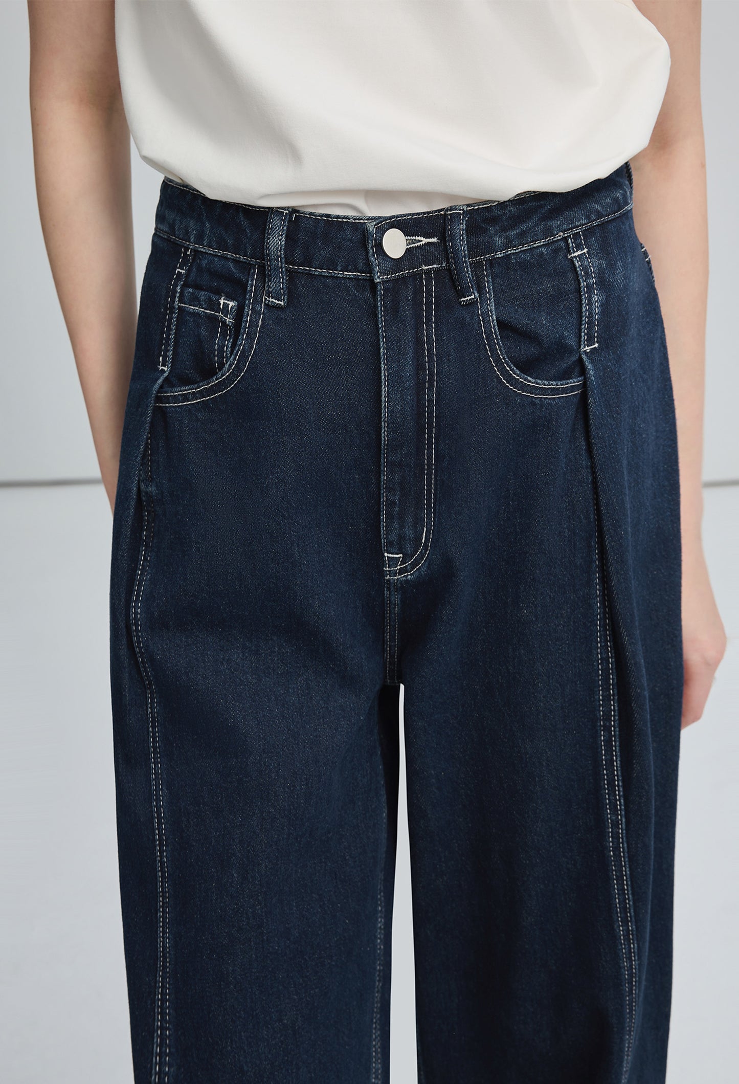 high,waist,wide,jeans,blue,line,simple,cute,cool,sexy,mode,