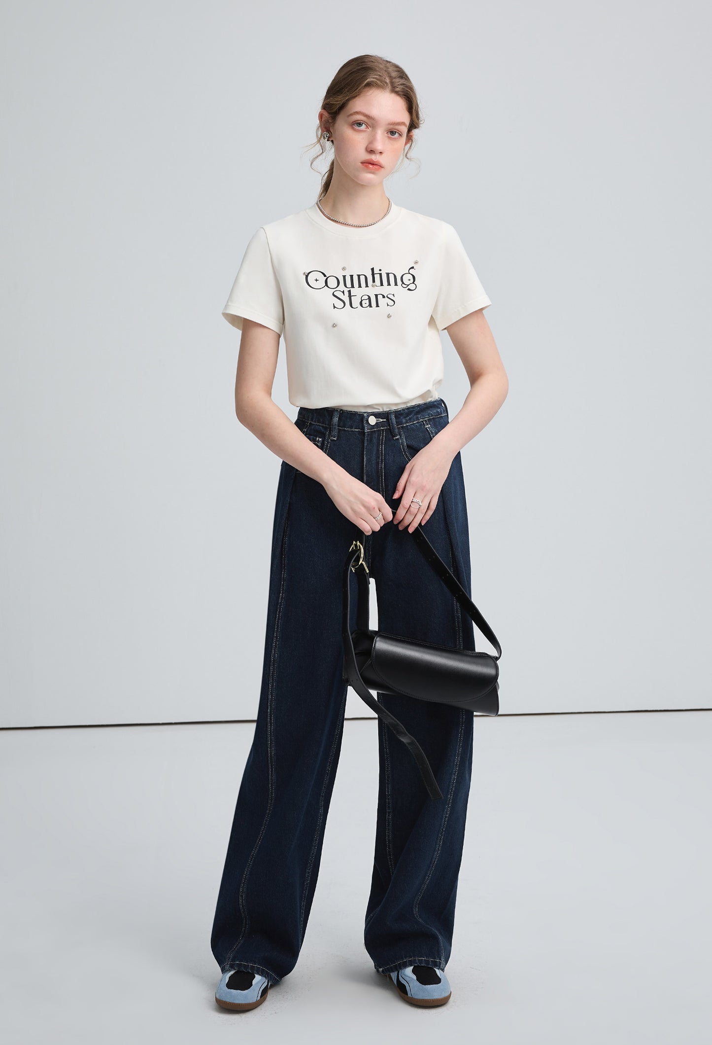 high,waist,wide,jeans,blue,line,simple,cute,cool,sexy,mode,