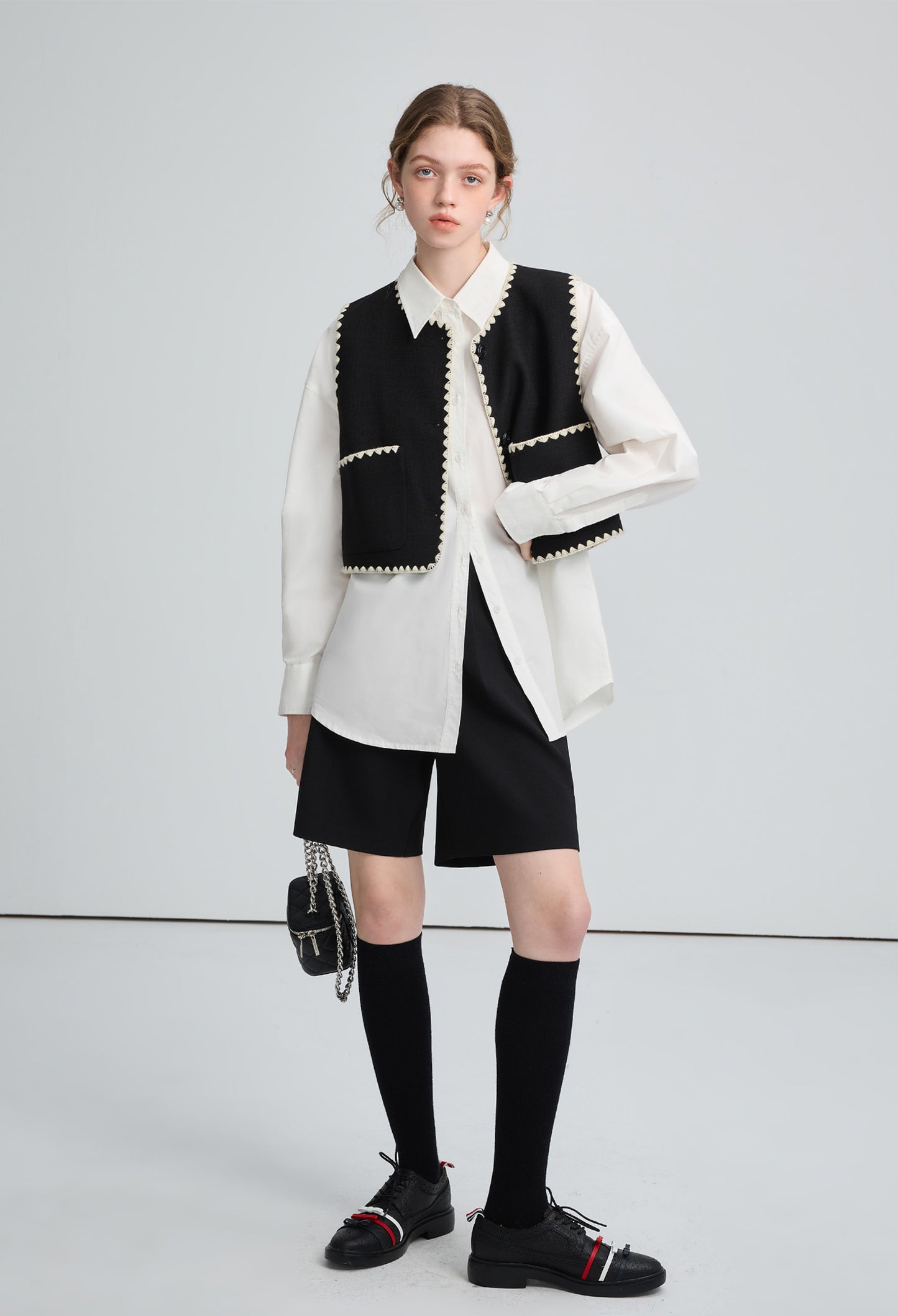 piping,shell,vest,black,simple,cute,sexy,mode,cool,