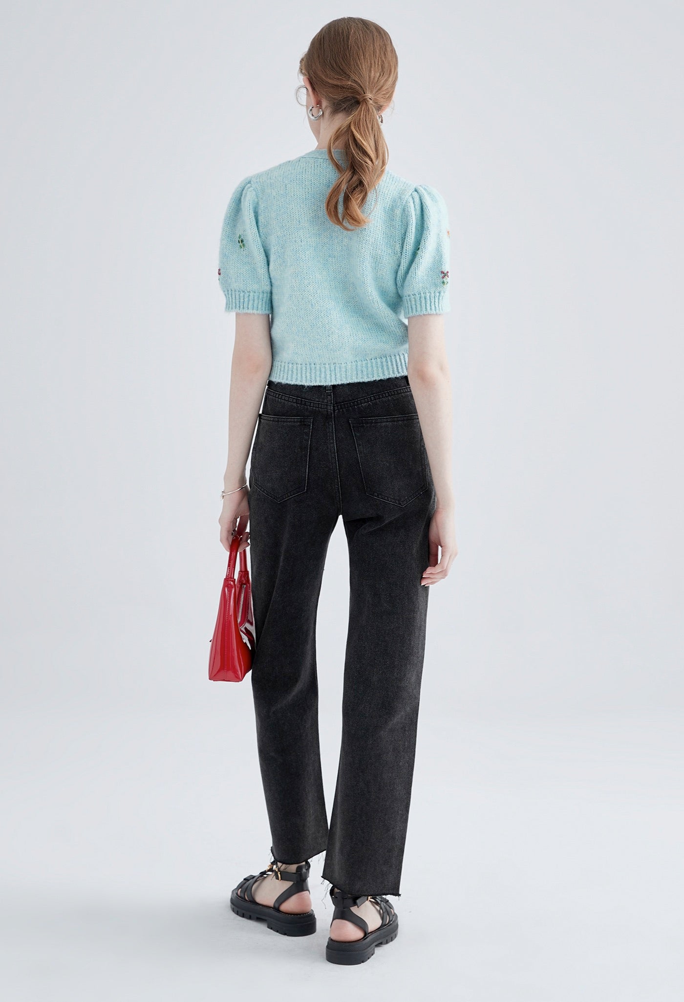 flower,motif,knit,cardigan,blue,simple,cute,sexy,cool,mode