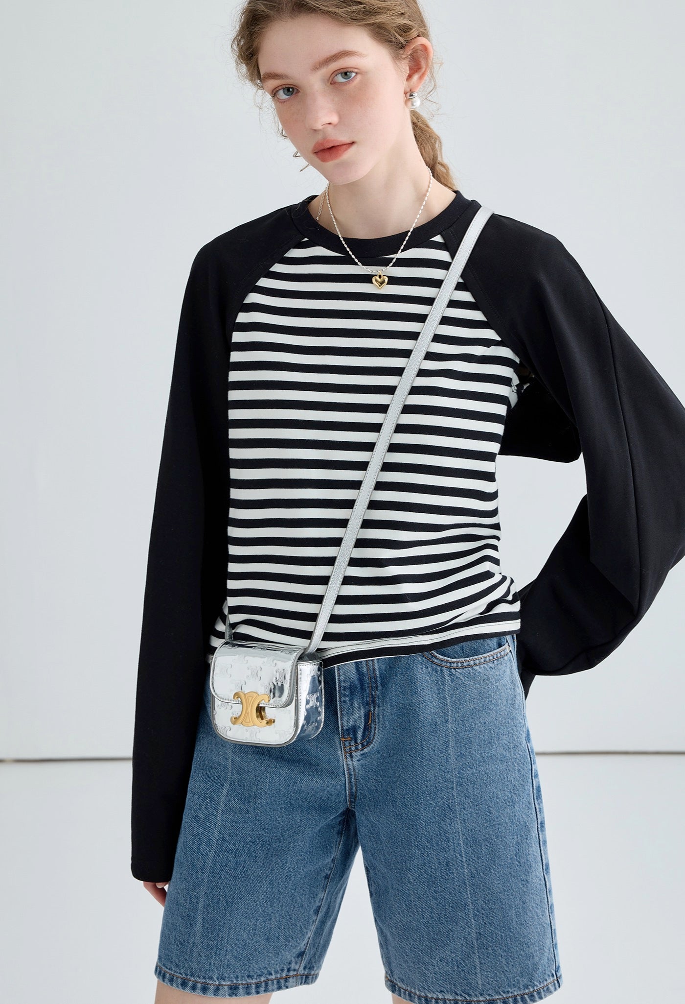 stripe,raglan,tshirts,black,white,cool,cute,sexy,mode,simple,modern,