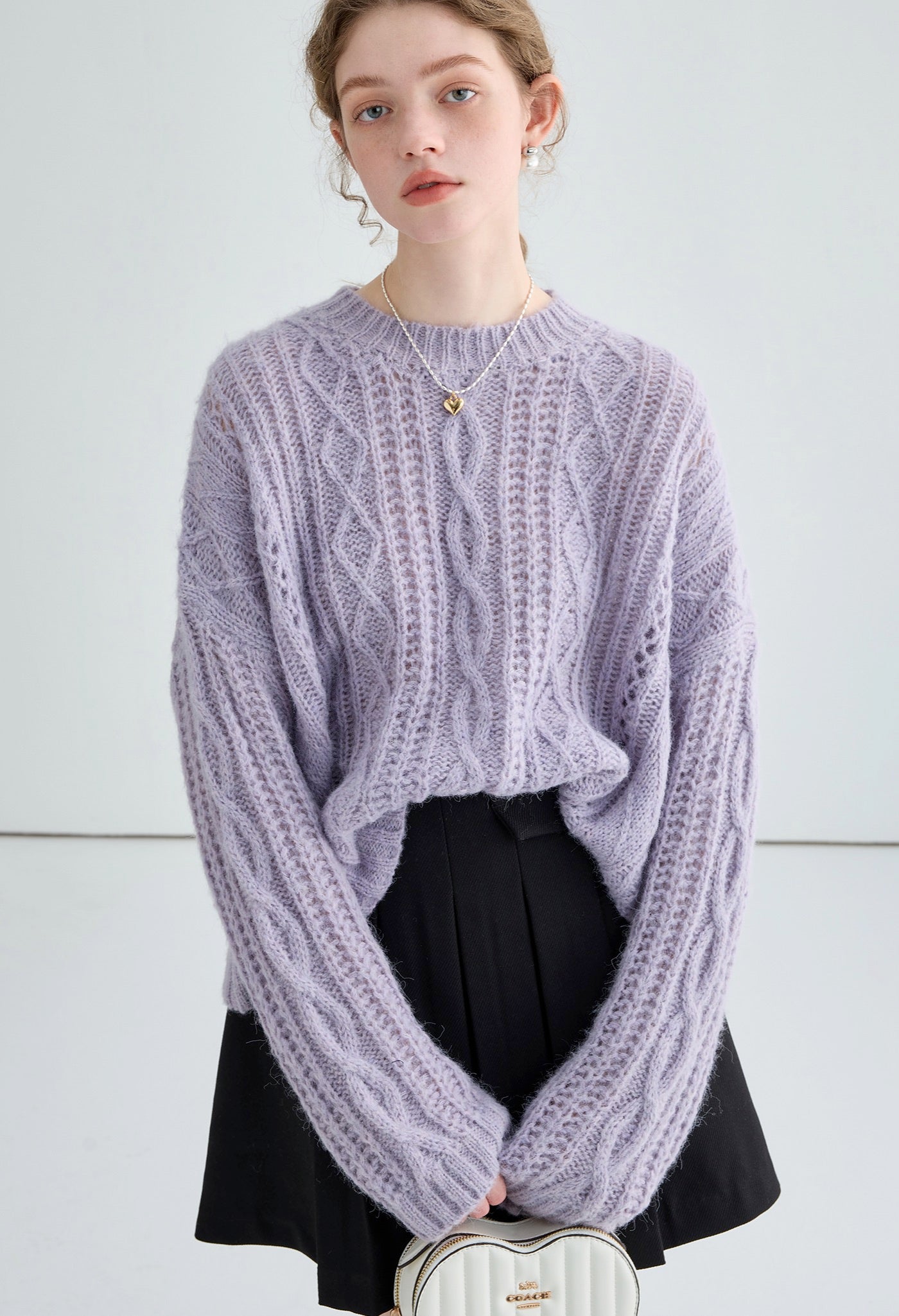 loose,mohair,knit,sweater,purple,beige,simple,cute,cool,mode,sexy,modern