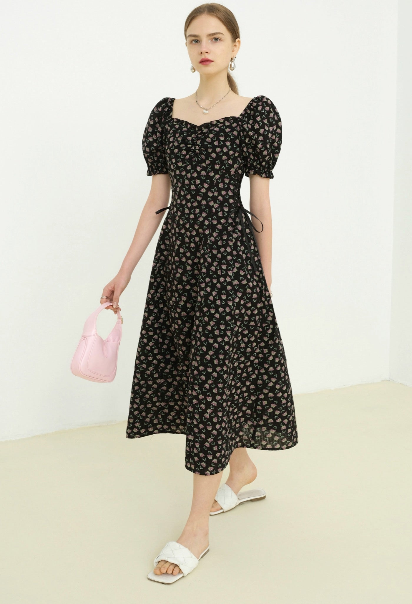 flower,siffon,onepiece,black,simple,cute,cool,sexy,modern
