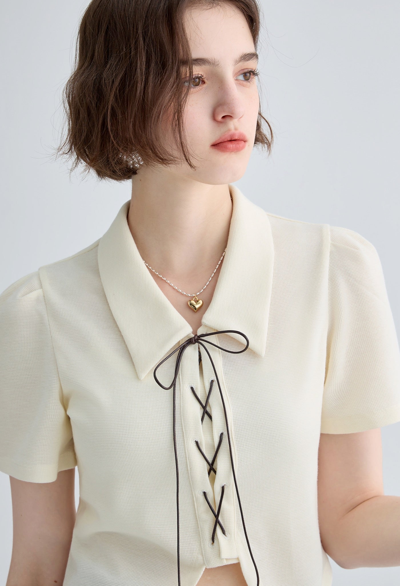 bowtie,short,sleeve,top,cool,simple,cute,sexy,modern