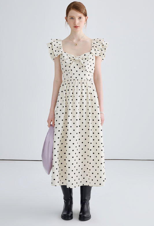 dot,ribbon,dress,white,black,cute,cool,simple,modern,sexy