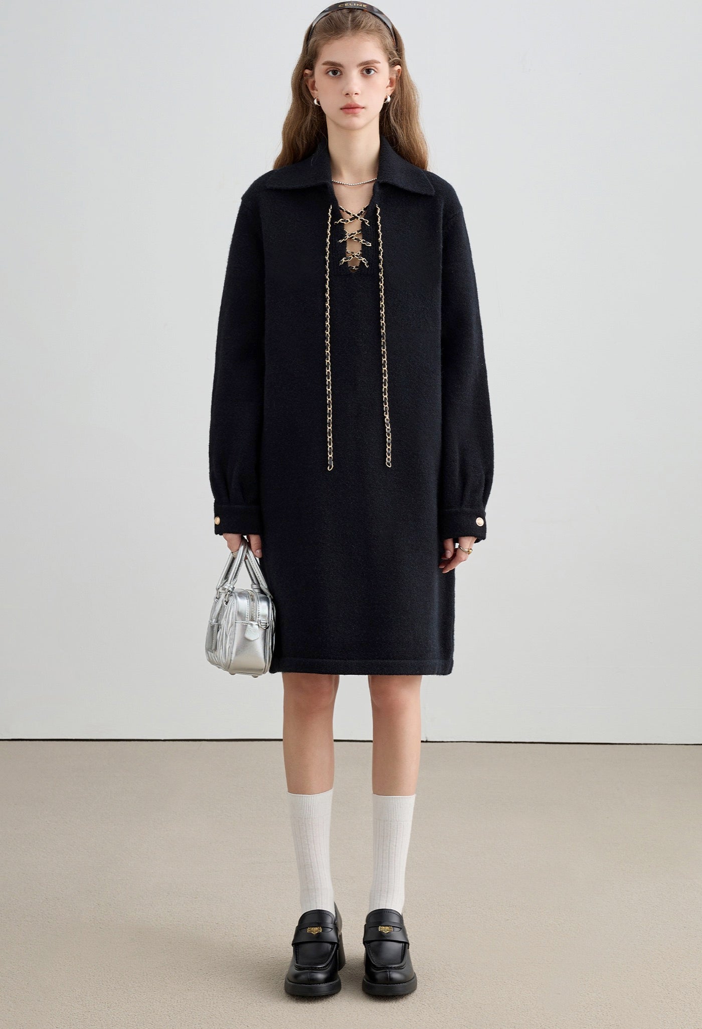 chain,knit,dress,black,simple,cute,cool,sexy,modern,mode