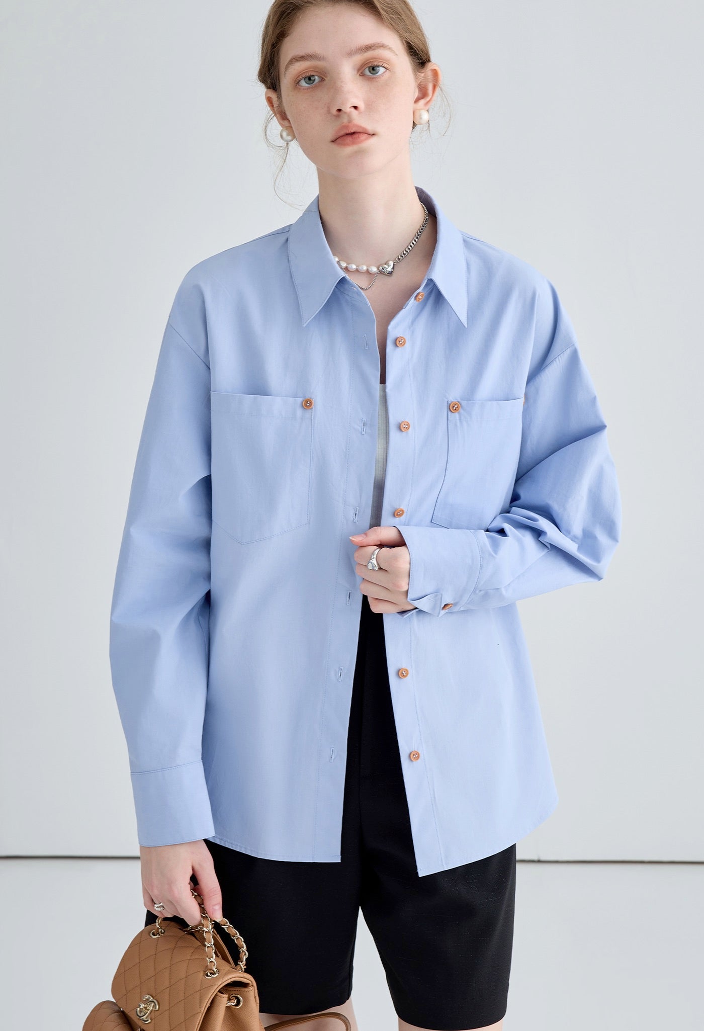 loose,collar,shirts,white,blue,pink,green,simple,cute,cool,sexy,mode,modern