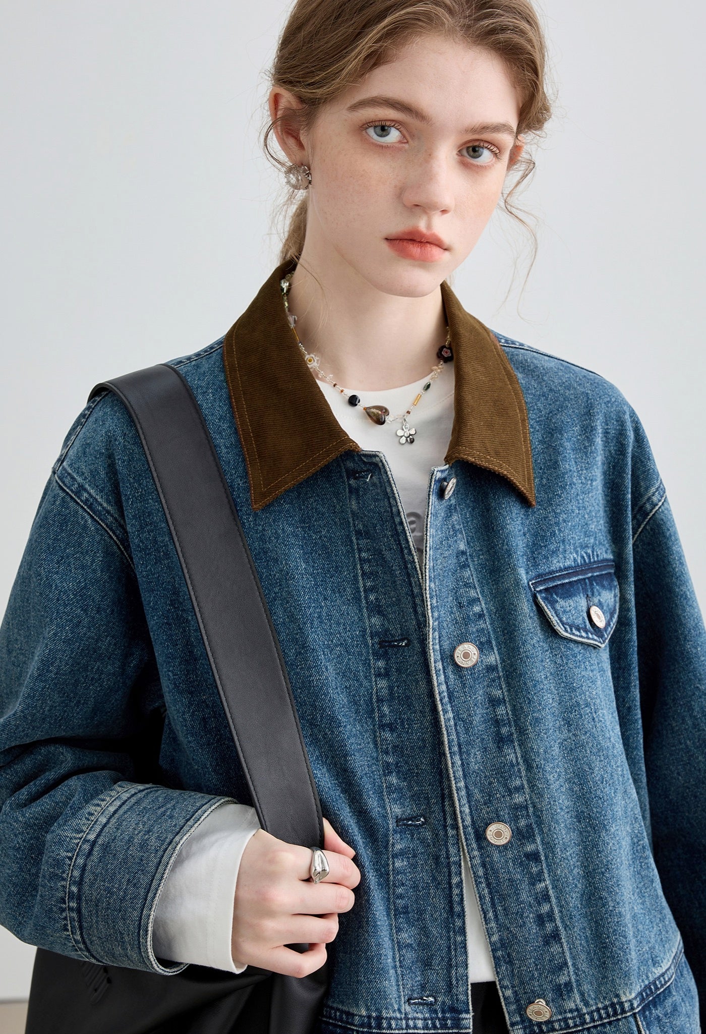 lapel,denim,jacket,blue,brown,simple,cute,cool,sexy,mode,modern