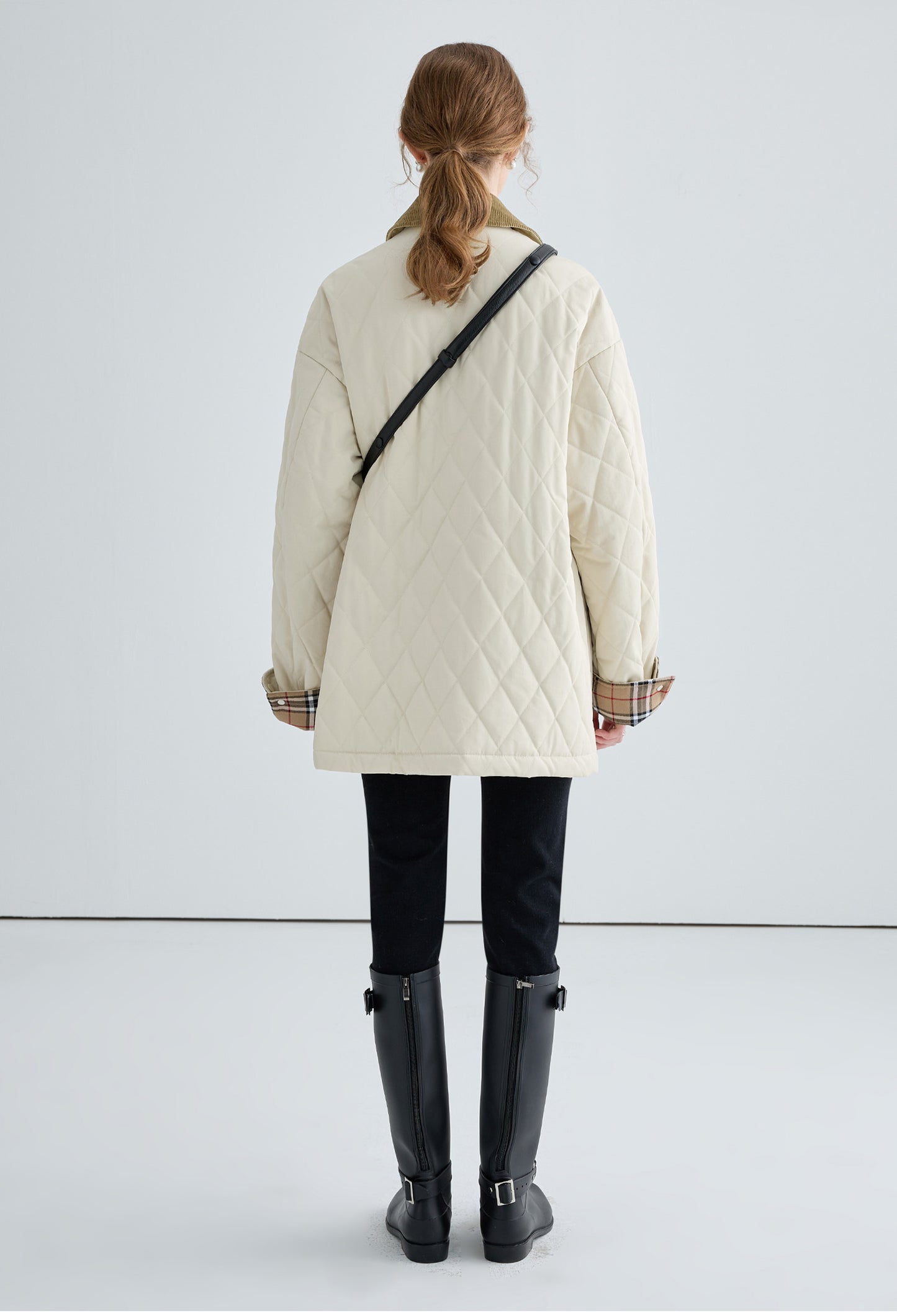 quilting,check,coat,white,cool,cute,sexy,mode,simple