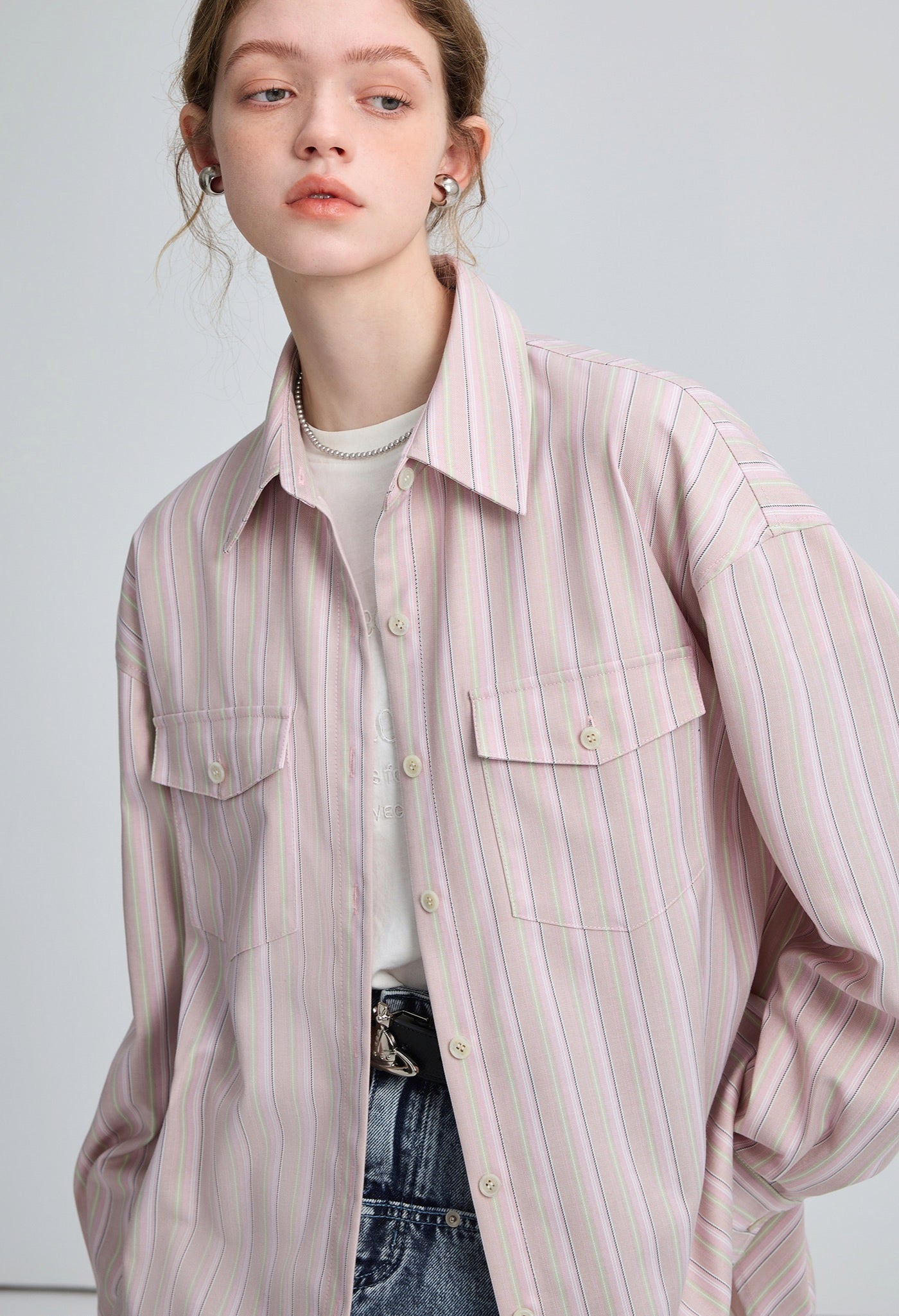 stripe,loose,shirt,pink,simple,cool,cute,sexy,mode