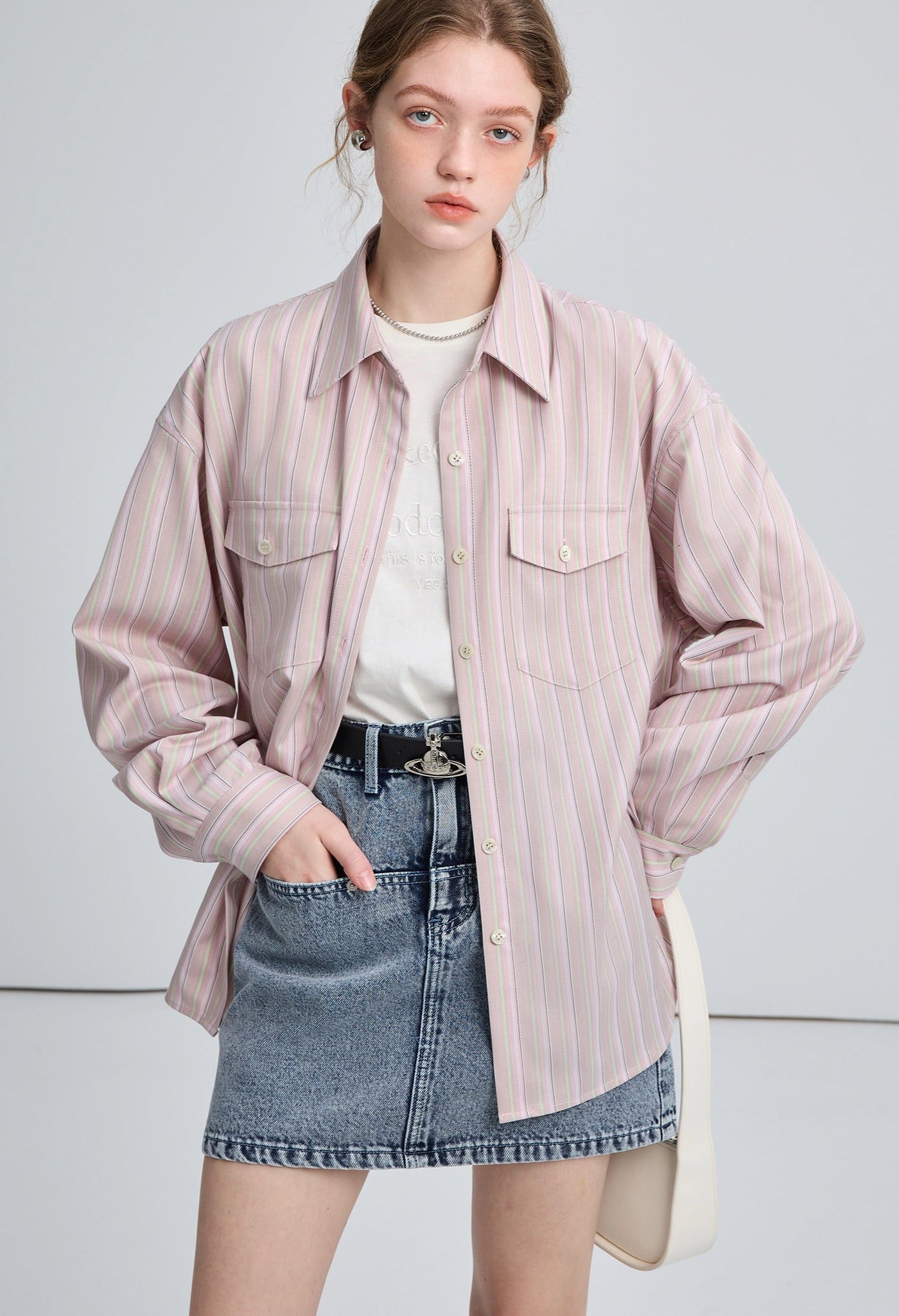 stripe,loose,shirt,pink,simple,cool,cute,sexy,mode