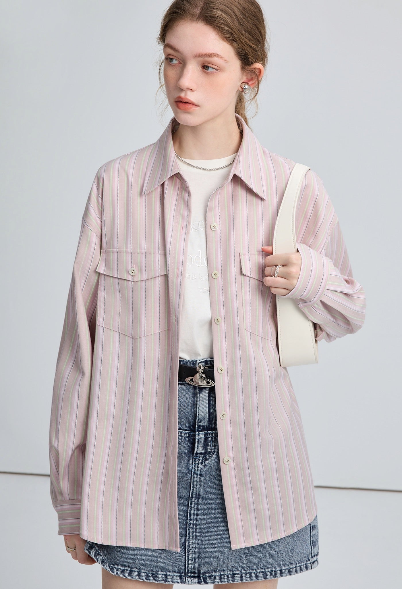 stripe,loose,shirt,pink,simple,cool,cute,sexy,mode