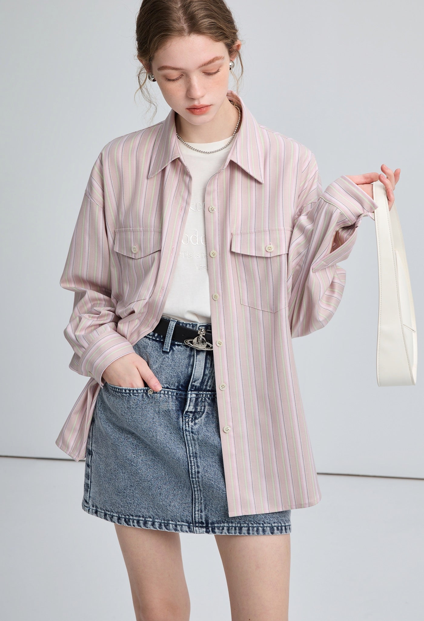 stripe,loose,shirt,pink,simple,cool,cute,sexy,mode