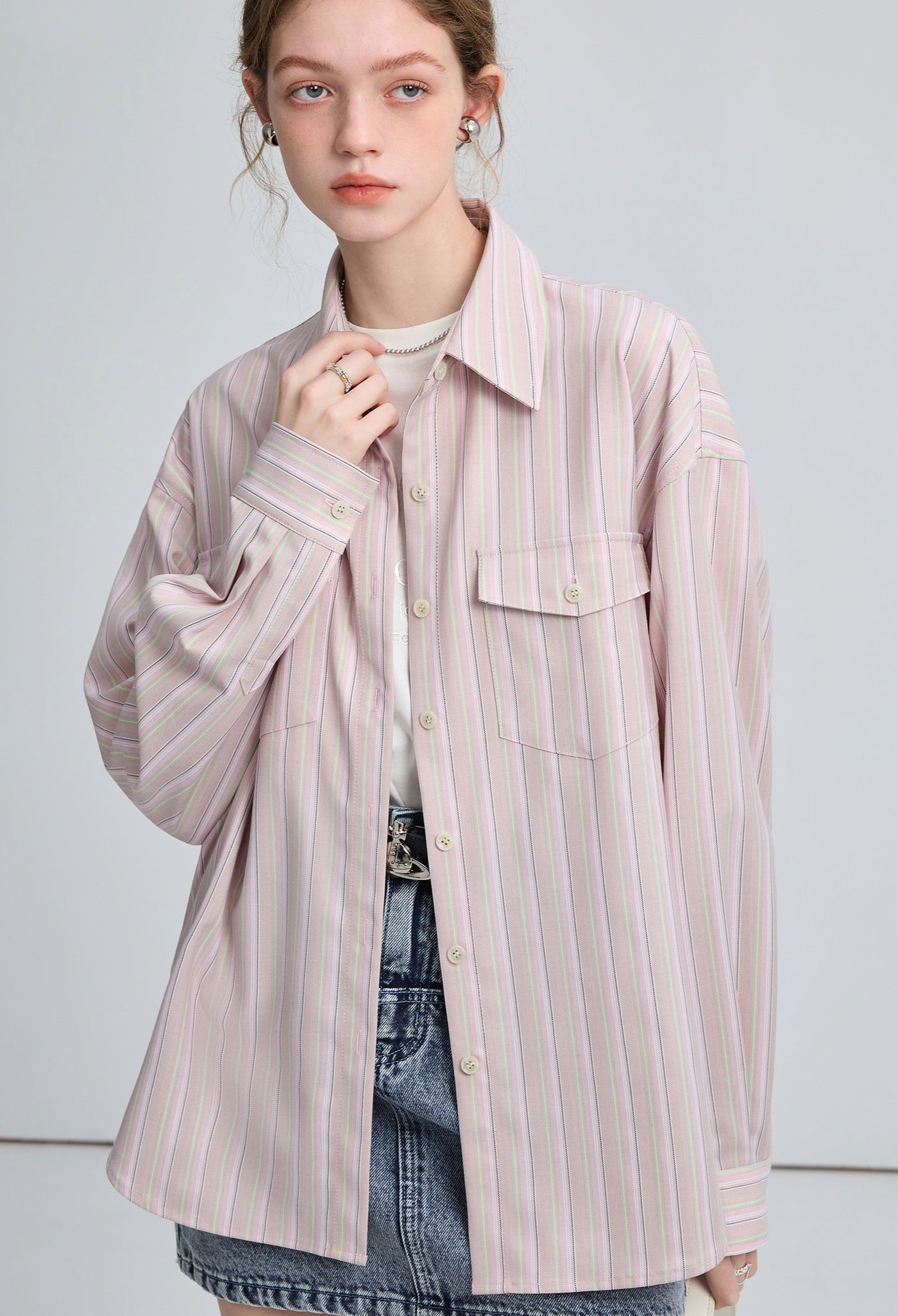 stripe,loose,shirt,pink,simple,cool,cute,sexy,mode