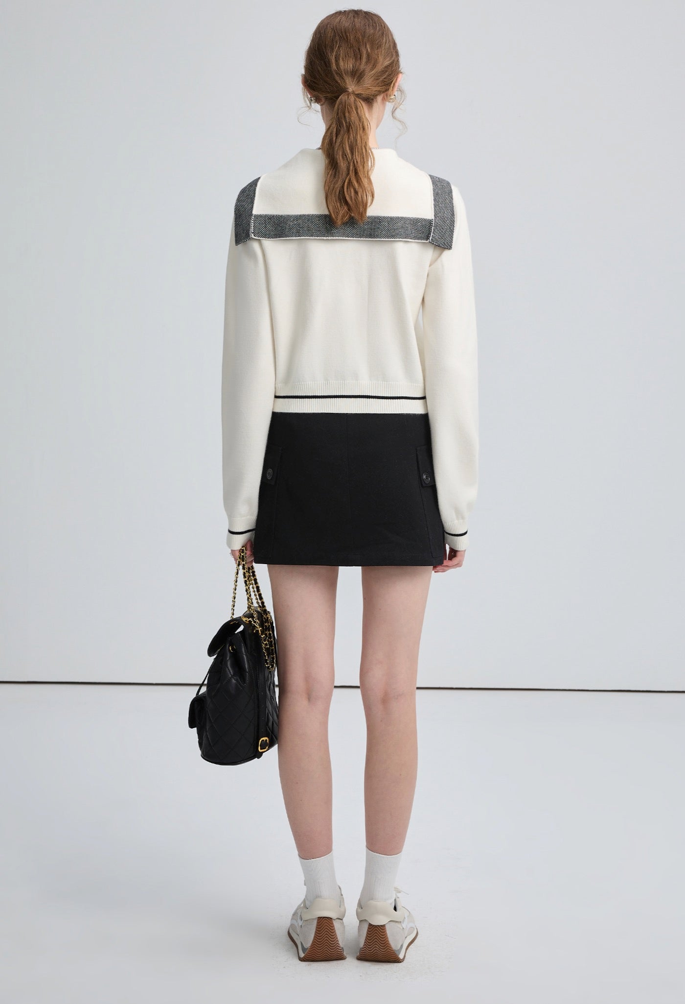 sailor,collar,knit,cardingan,white,gray,simple,cute,sexy,cool,mode