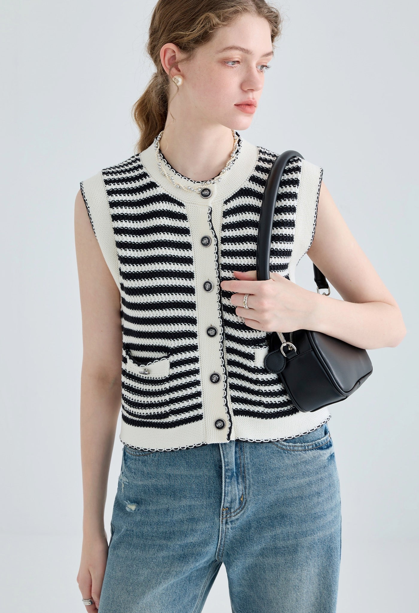 sleeve,knit,stripe,white,black,simple,cute,sexy,modern