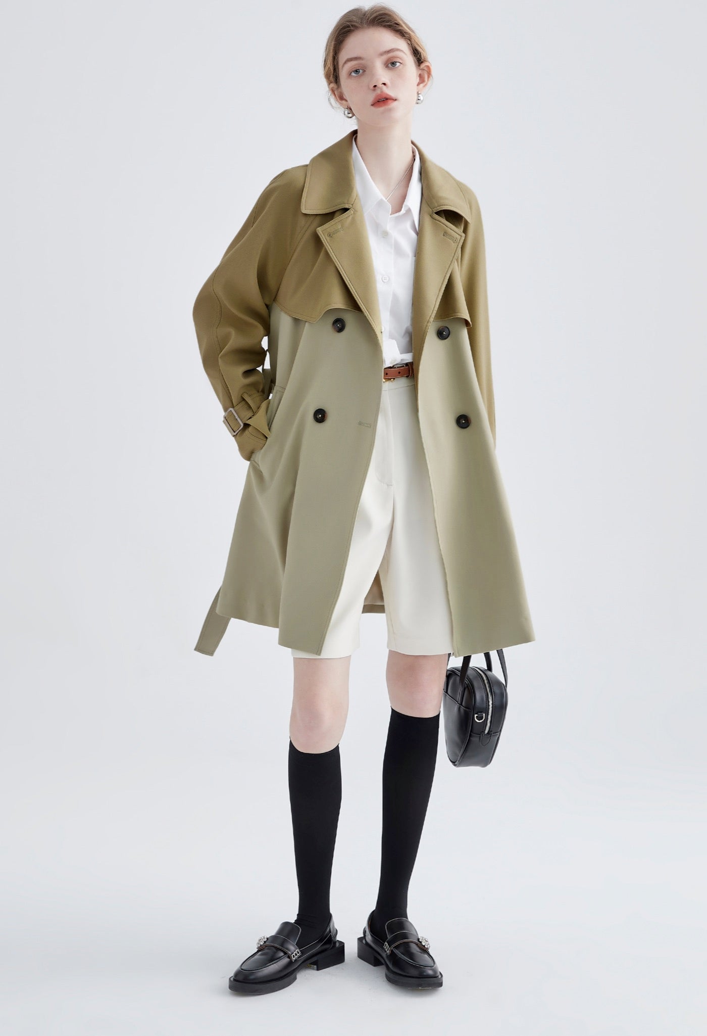 bicolor,trench,coat,beige,cool,cute,sexy,simple,modern