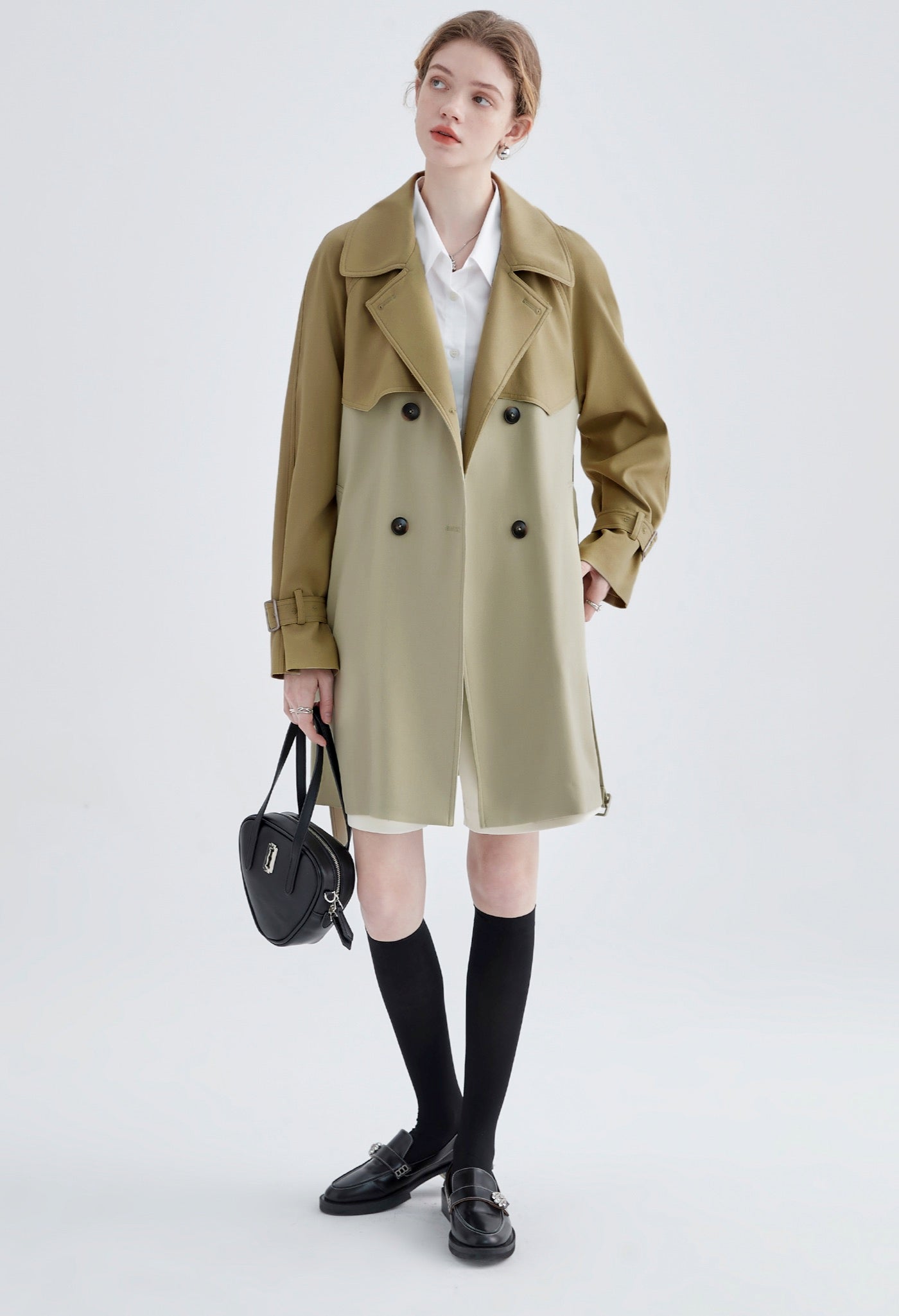 bicolor,trench,coat,beige,cool,cute,sexy,simple,modern