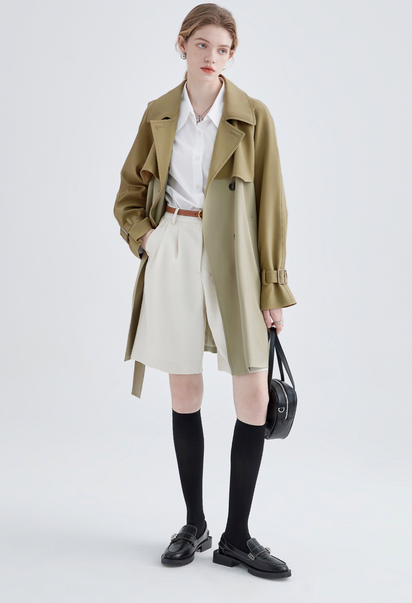 bicolor,trench,coat,beige,cool,cute,sexy,simple,modern